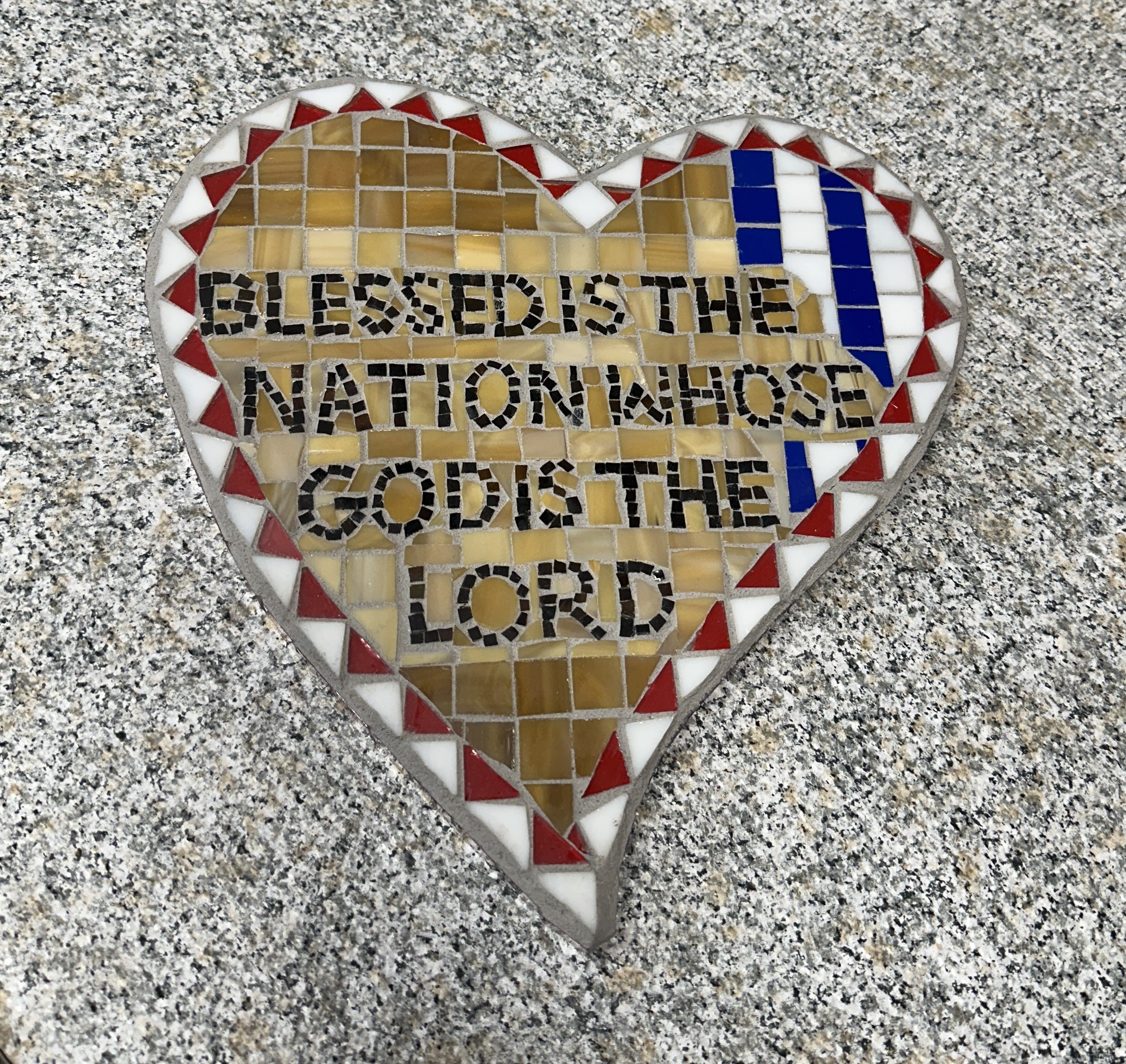 Blessed is the Nation Whose God is the Lord Original Mosaic Wall Art, OOAK patriotic wall decor, Christian gift, gift for your friend