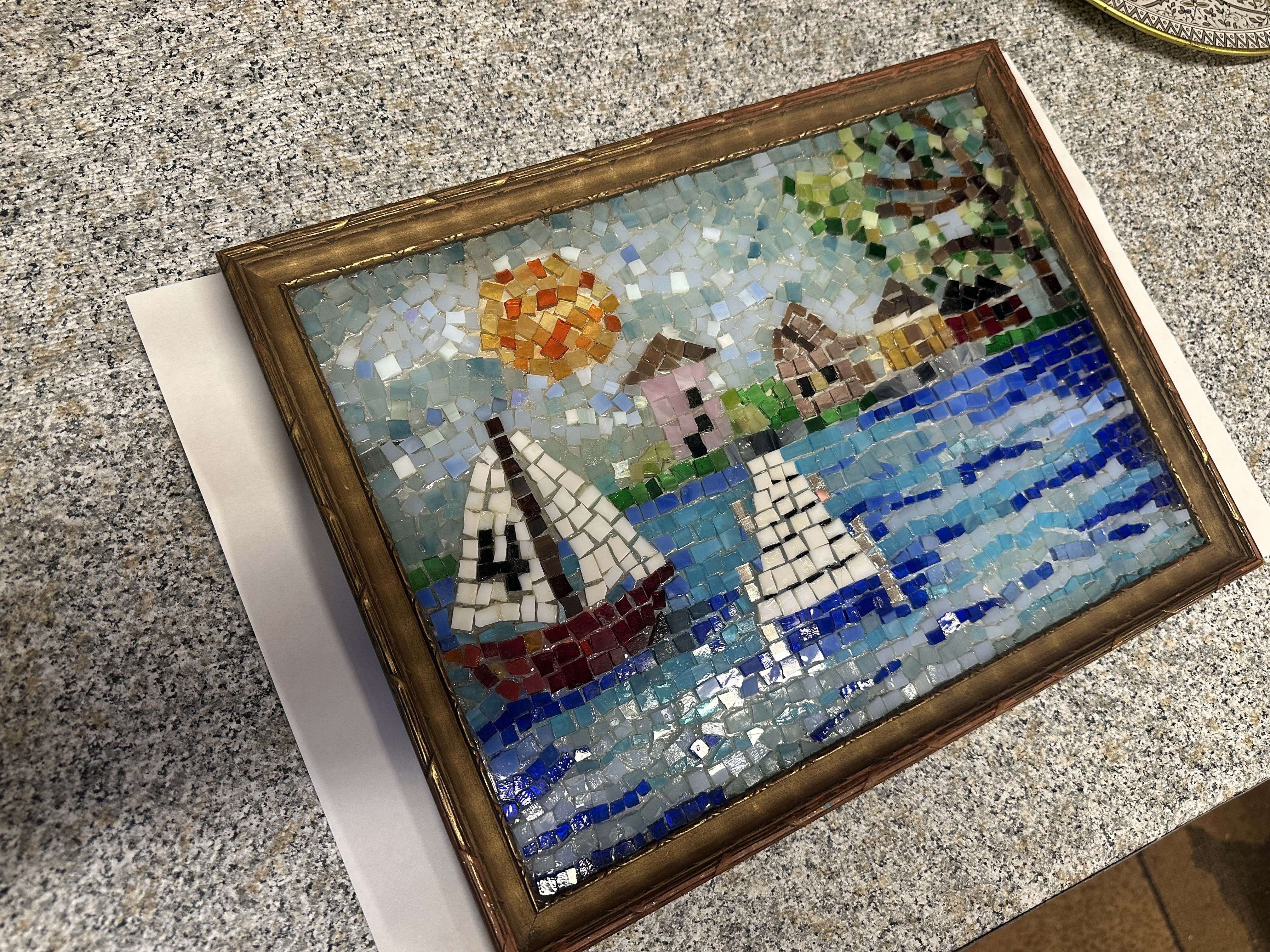 Chautauqua Lake is a glass-on-glass Original Mosaic Wall Art, home decor, original art by artist, wall decor,  MTG Christian Gifts