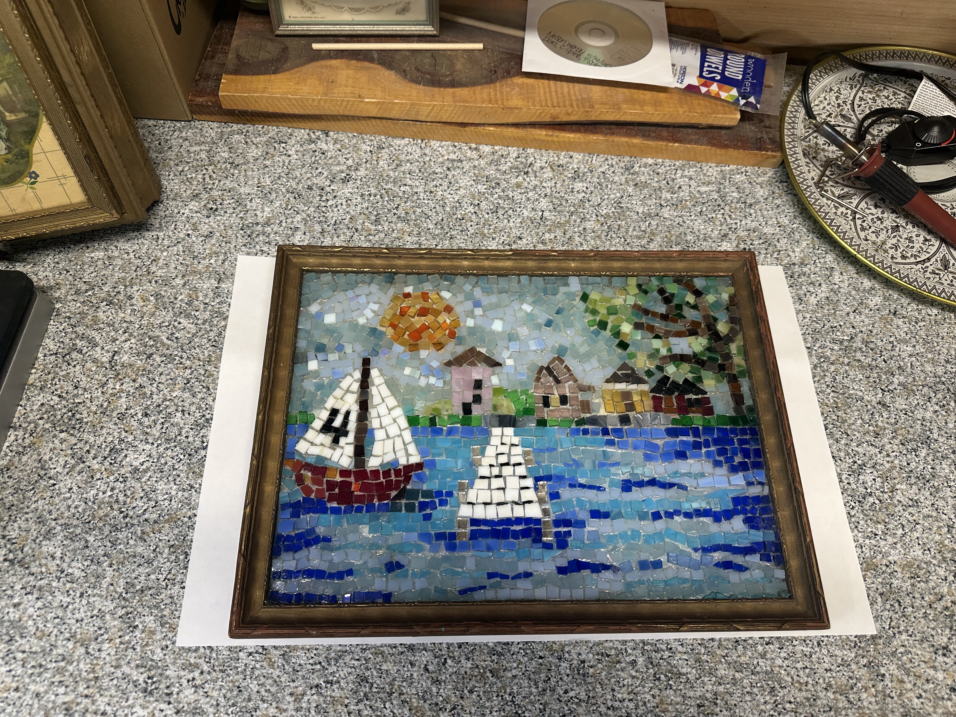 Chautauqua Lake is a glass-on-glass Original Mosaic Wall Art, home decor, original art by artist, wall decor,  MTG Christian Gifts