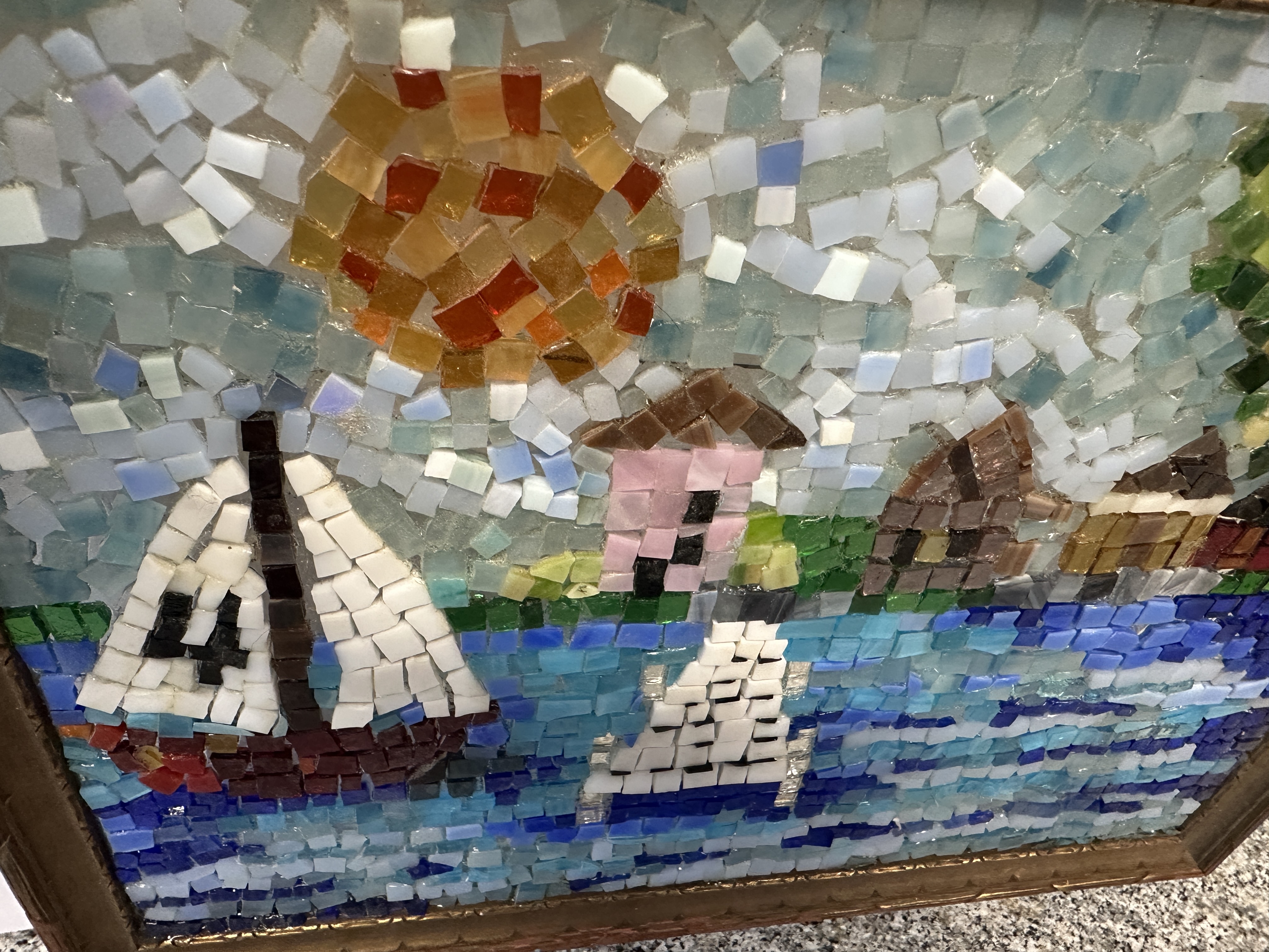 Chautauqua Lake is a glass-on-glass Original Mosaic Wall Art, home decor, original art by artist, wall decor,  MTG Christian Gifts