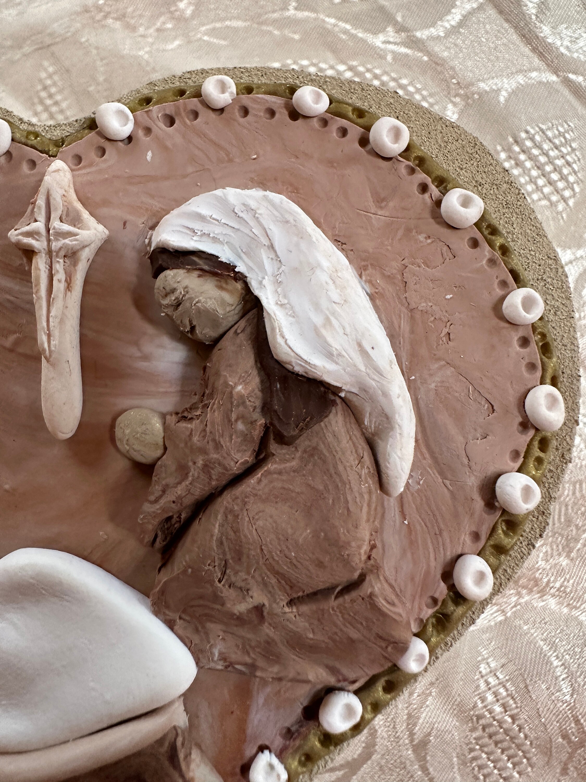 Christmas Nativity with Jesus, original artwork, gift for friend, heart shaped box, decorative jewelry box, Christian Gift