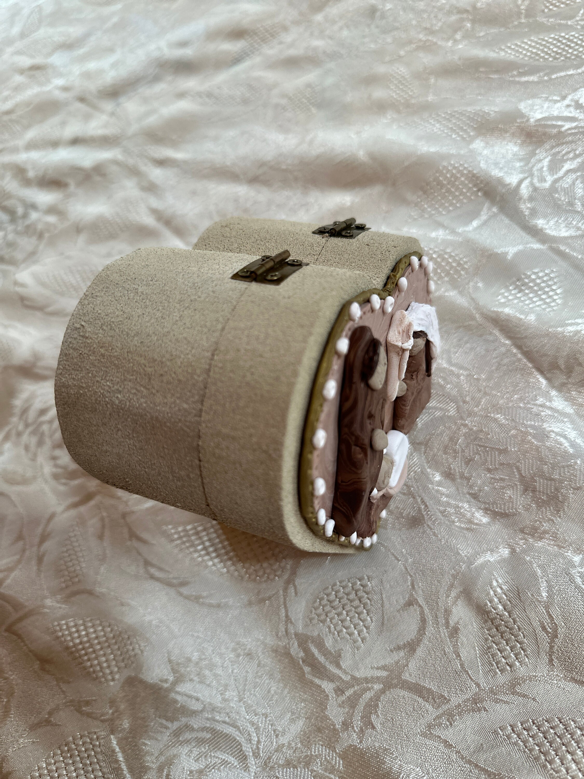 Christmas Nativity with Jesus, original artwork, gift for friend, heart shaped box, decorative jewelry box, Christian Gift