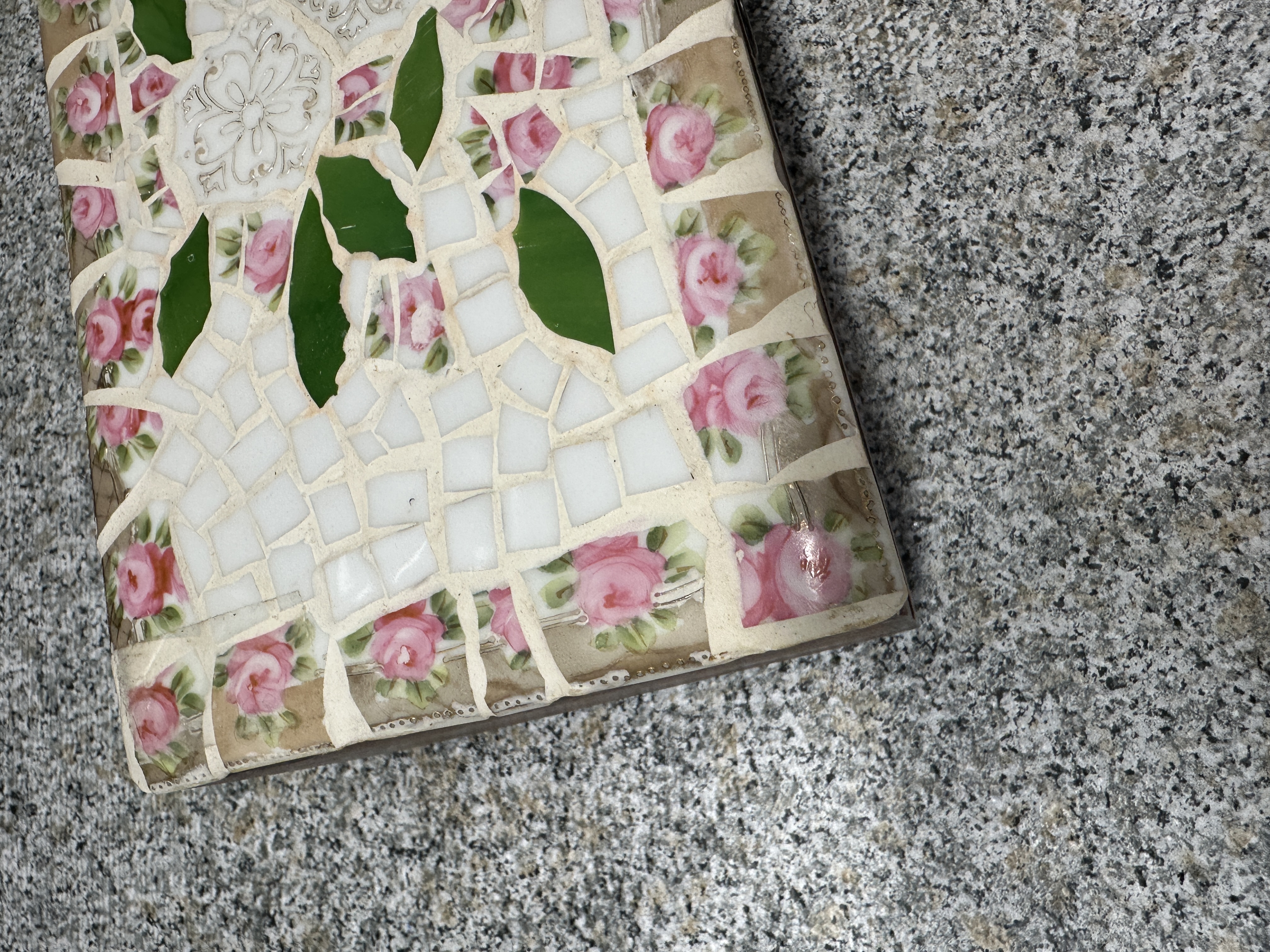 SOLD! Dreamer's Garden Box Mosaic treasures and memory box, great gift, for jewelry, momentos, photos, trinkets!  Christian Gift, teen gift