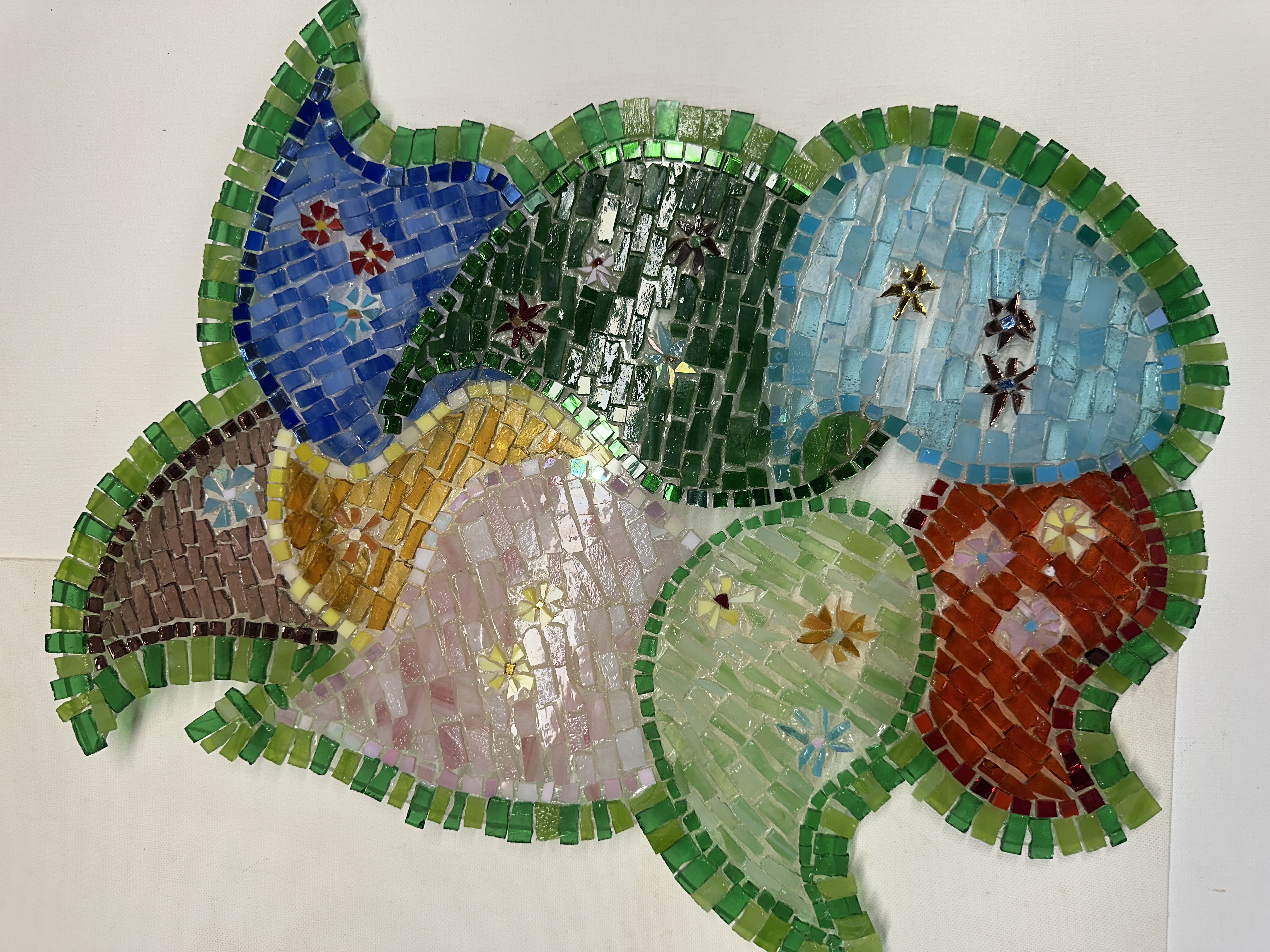 Glass Flower is a unique glass-on-glass Original Mosaic Wall Art, home decor, original art by artist, mixed media, gift for friend, OOAK