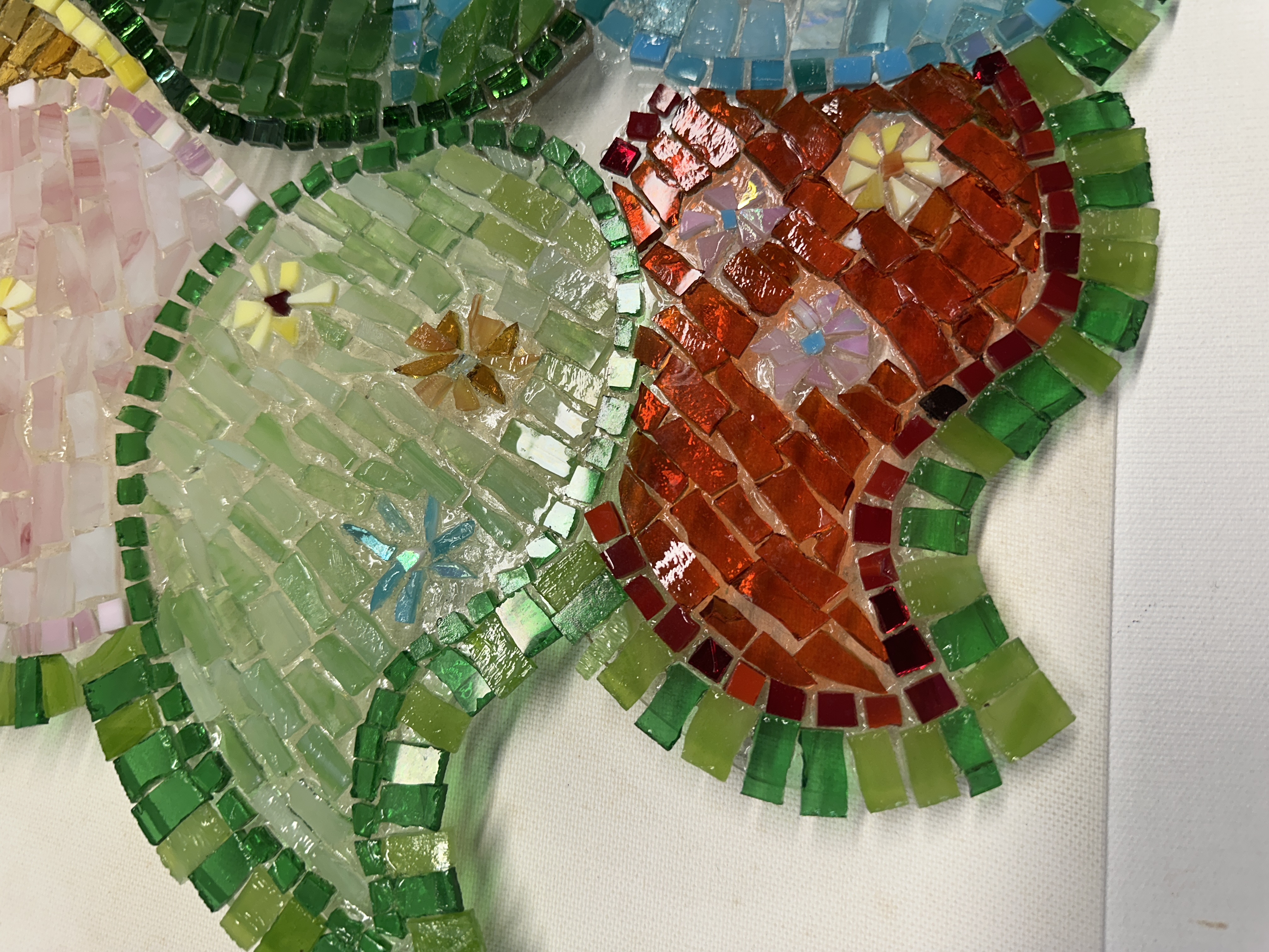 Glass Flower is a unique glass-on-glass Original Mosaic Wall Art, home decor, original art by artist, mixed media, gift for friend, OOAK