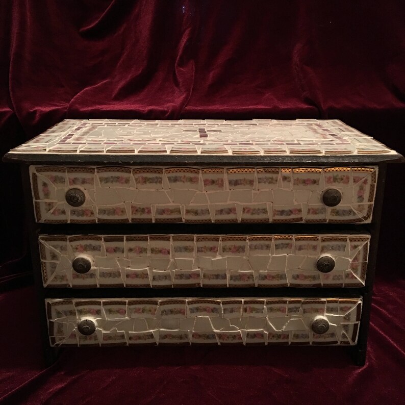 GLORY DAYS Mosaic Chest of Drawers, old-fashioned child's chest of drawers, original mosaic art, unique home decor, Christmas gift for teen