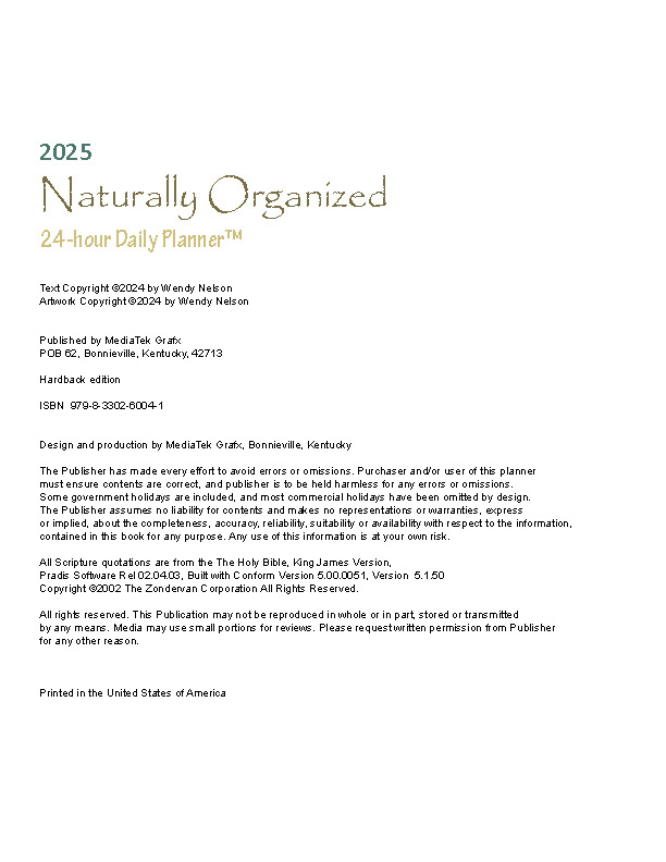 2025 daily planner, hardback, hardcover, Christian planner, 2025 planner, 24-hour daily planner, day a page planner, MTG Christian Gifts