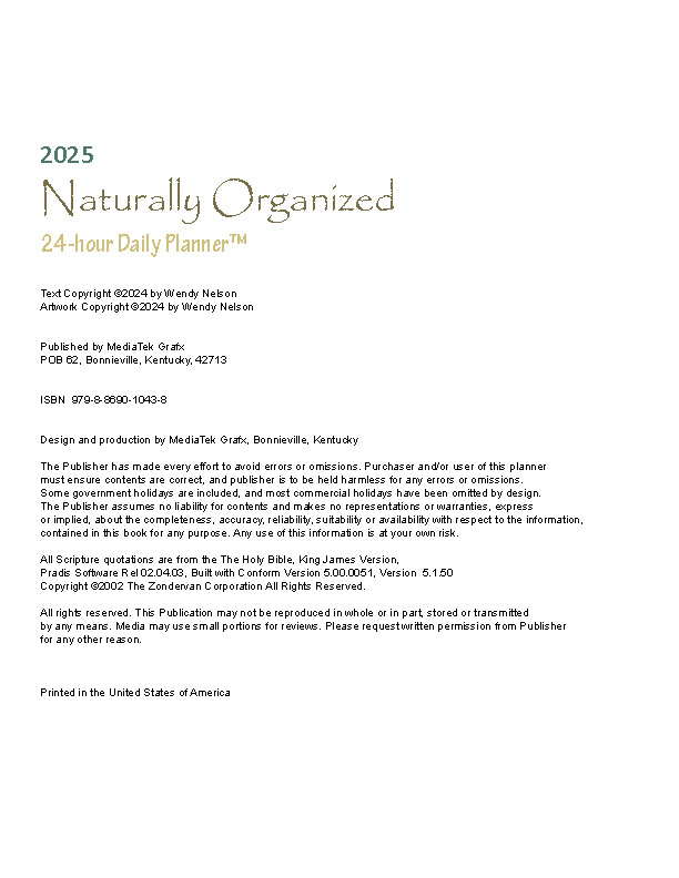 2025 daily planner, paperback, 2025 Christian planner, 2025 planner, 24-hour daily planner, 2025 day a page planner, Christian Gift