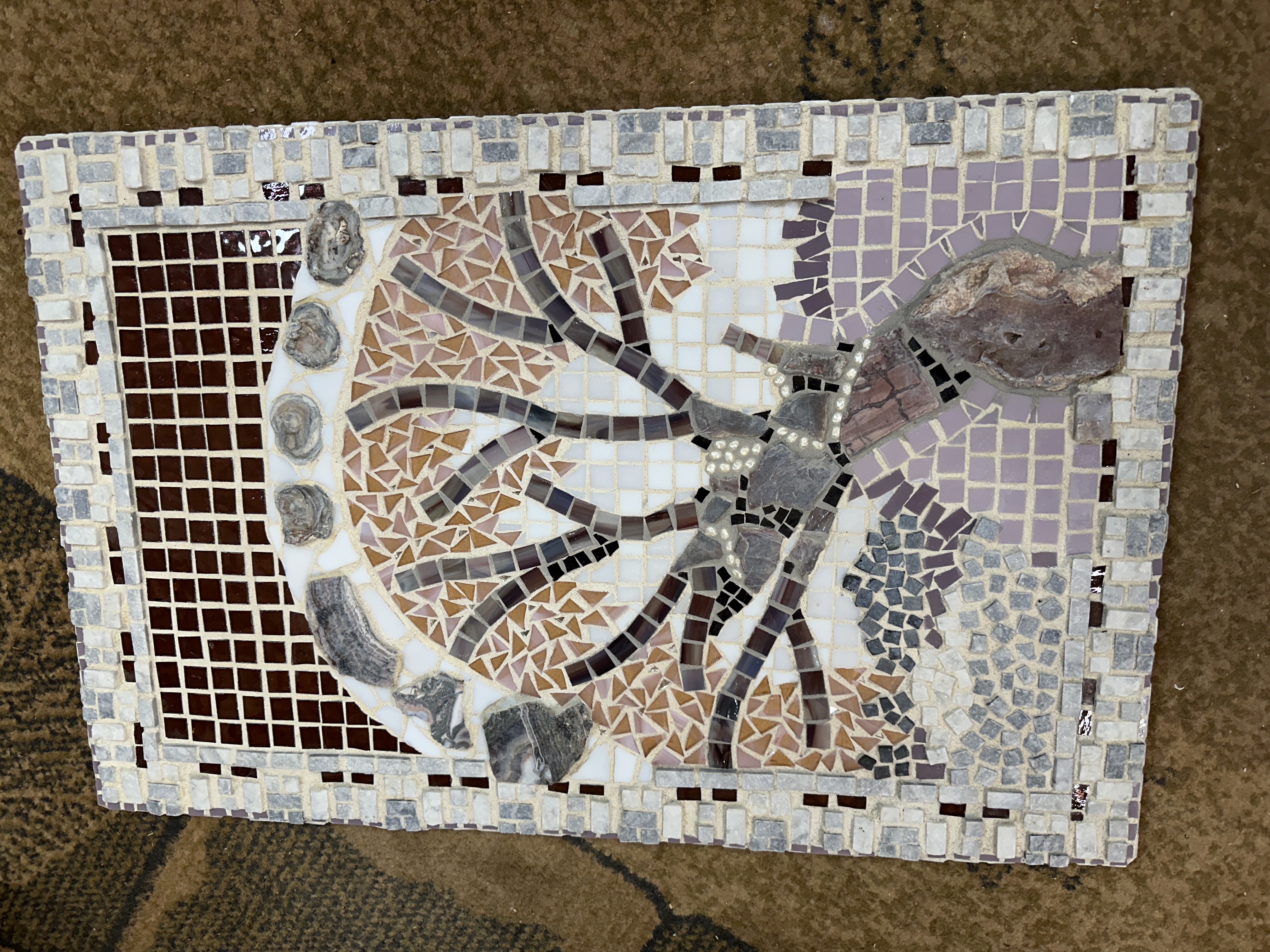 Inside the Marble Box Mosaic Wall Hanging, large beautiful wall decor, marble, agate, chalcedony, very unique decor, Christian Gift Tag