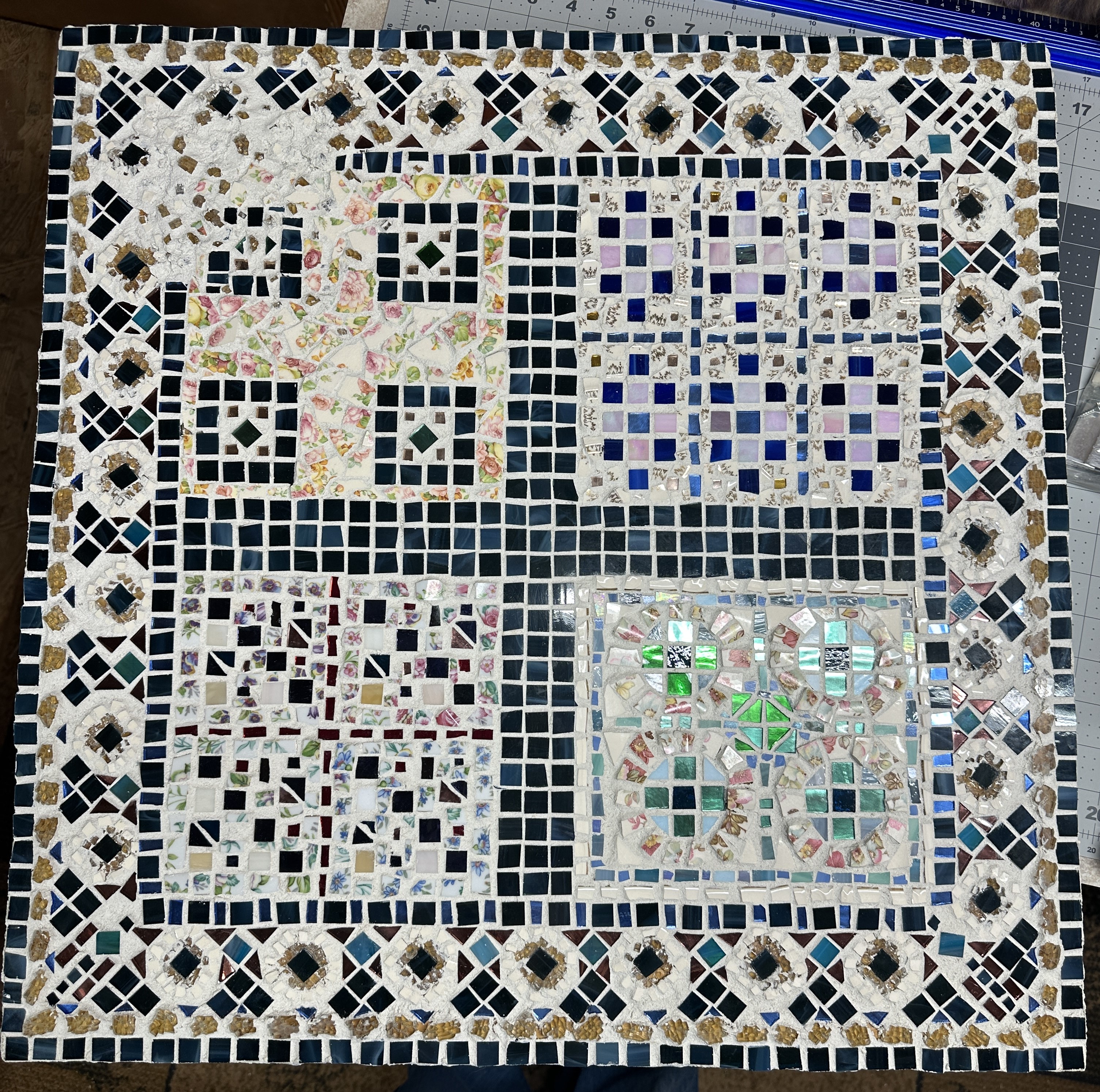 Tattered Quilt Mosaic Wall Hanging, grandma's quilt, large beautiful wall decor, OOAK, best unique home decor,  Christian Gift Tag