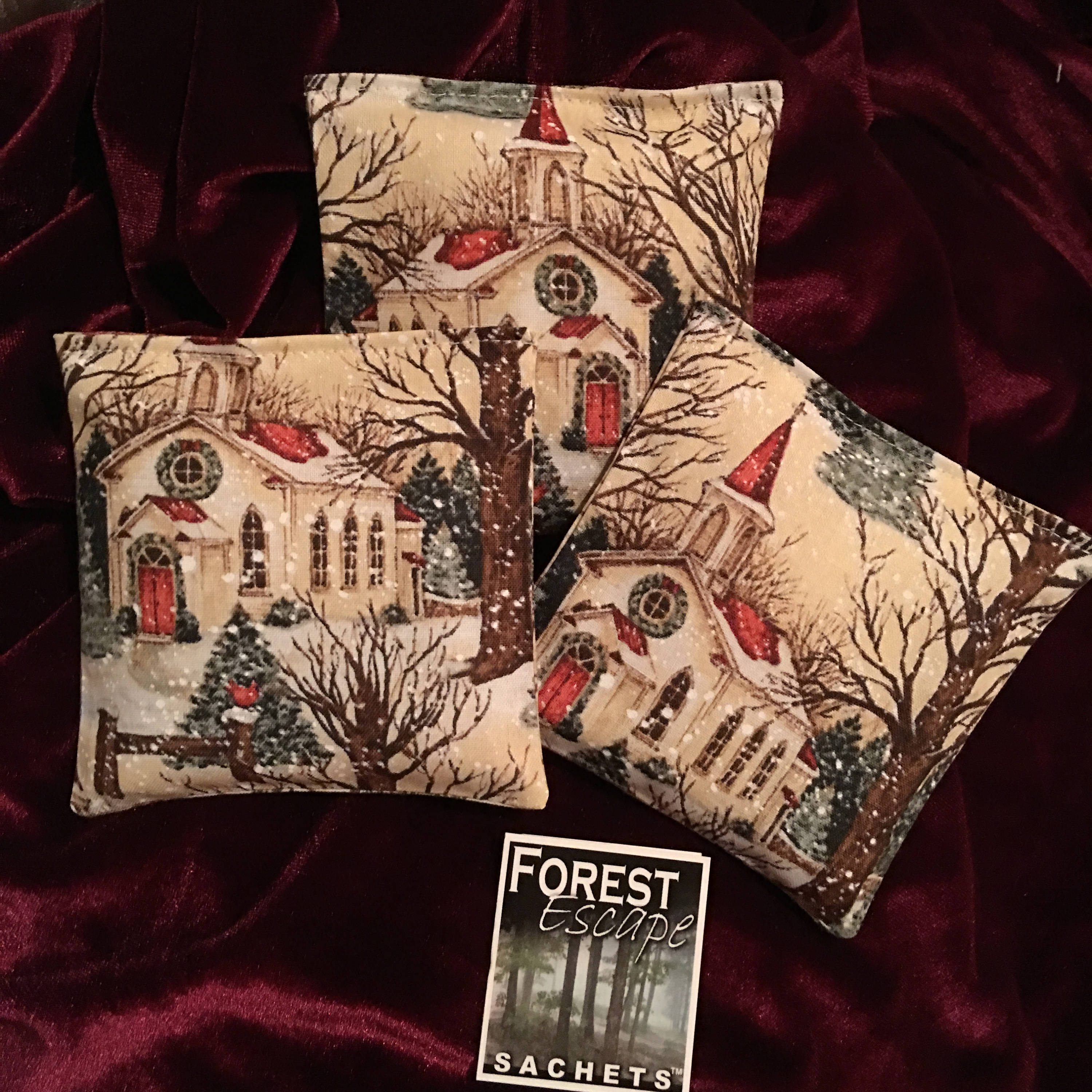 Candy Cane fragrance! COUNTRY CHURCH Sachets, 3 drawer sachets