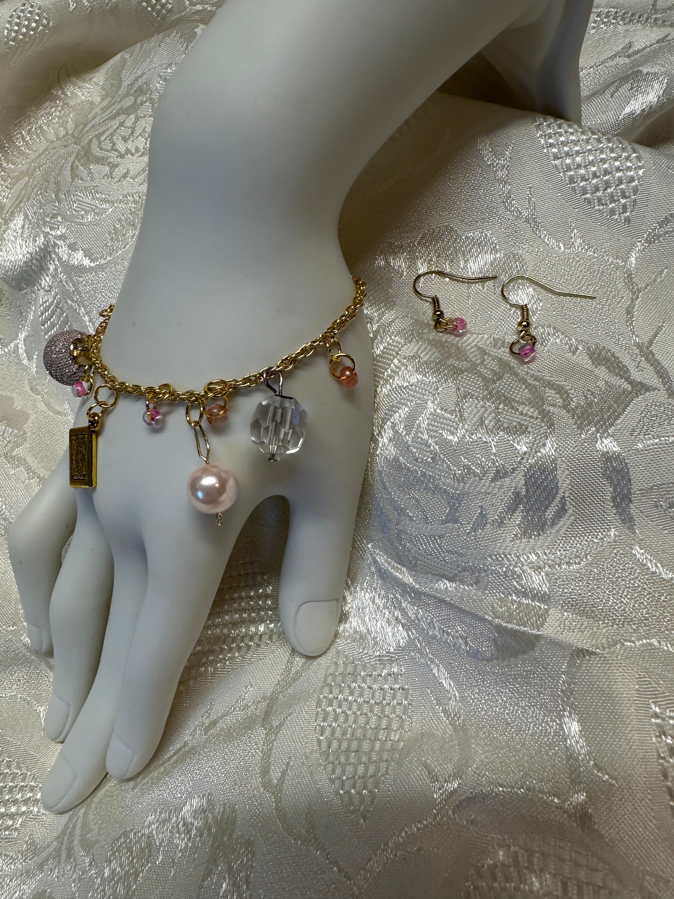 Christian bracelet with Bible charm and pretty beads, dainty, gift for friend, bracelet is 7 inches around wrist, matching earrings