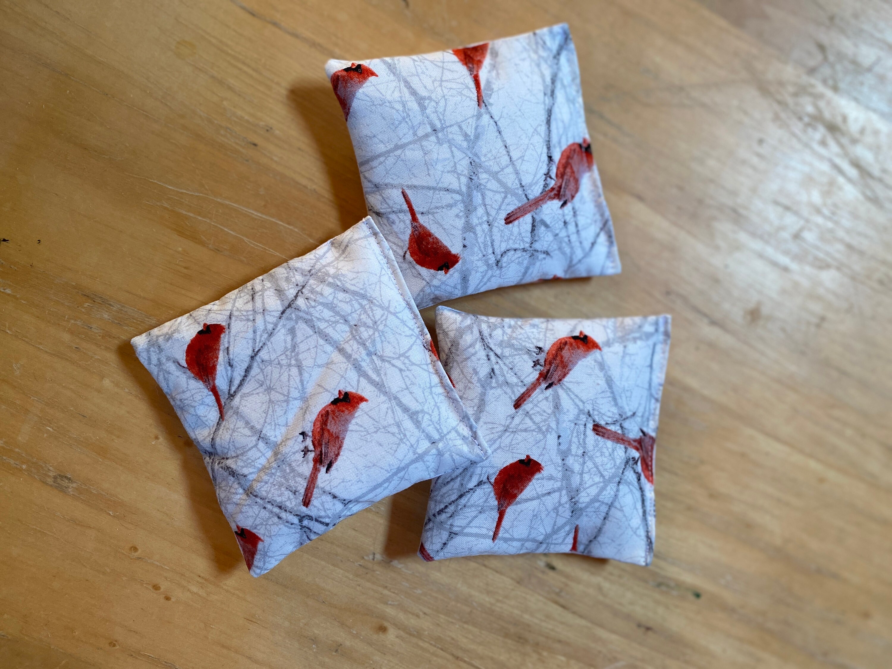 3 SACHETS Amish Quilt fragrance oil Winter Cardinals and Snowflakes, drawer sachets