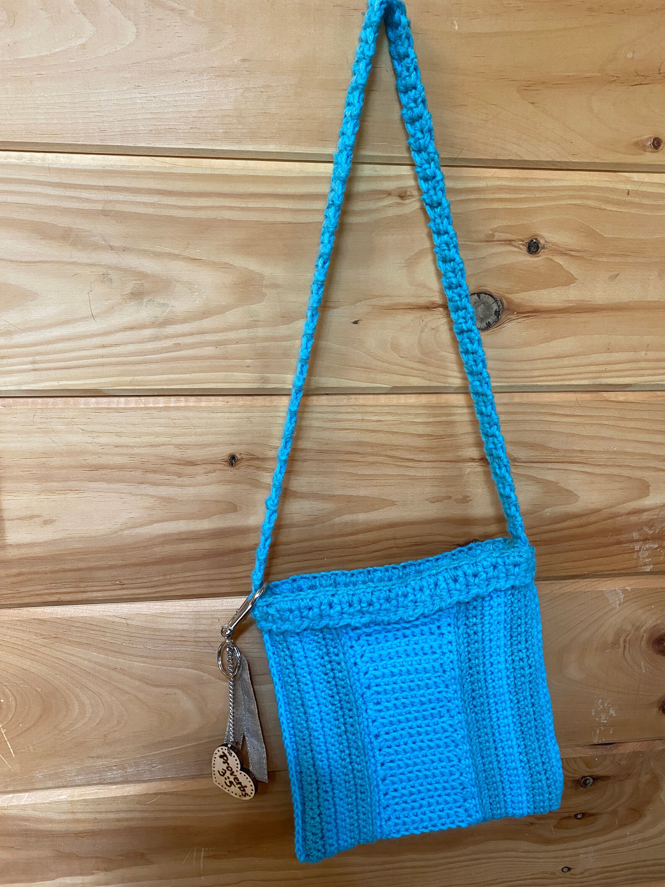 handmade crocheted purse, lined handbag, Christian Proverbs 3:5 Keychain Trust in the Lord