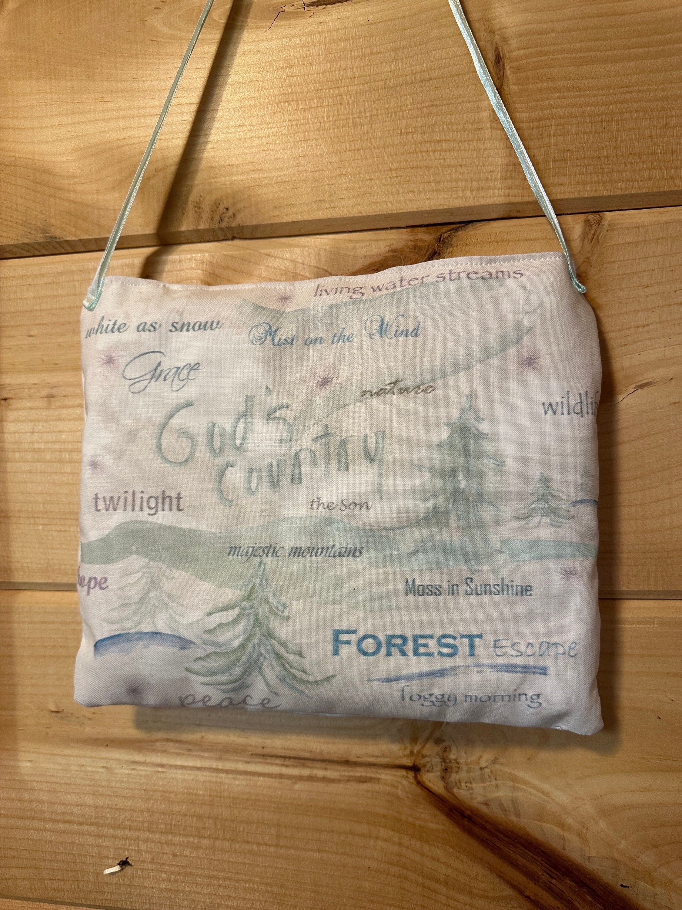 God's Country, Christian FOREST ESCAPE nature, with Apple Cinnamon fragrance, Sachet Wall Hanging, hanging sachet, wall decor
