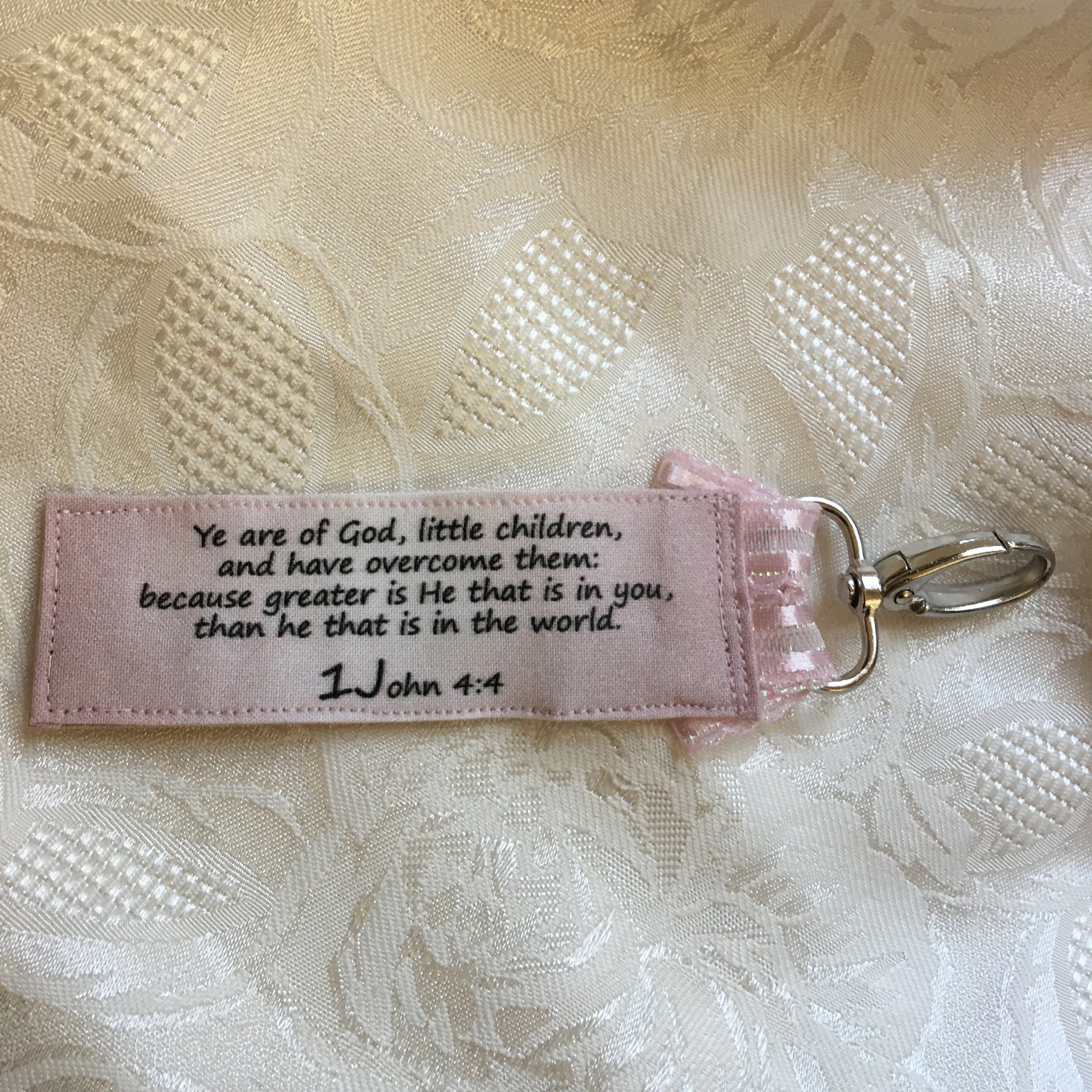 Greater is He, LUGGAGE TAG, unique identifier Christian clip on suitcase, easy to find suitcase at the airport, free shipping