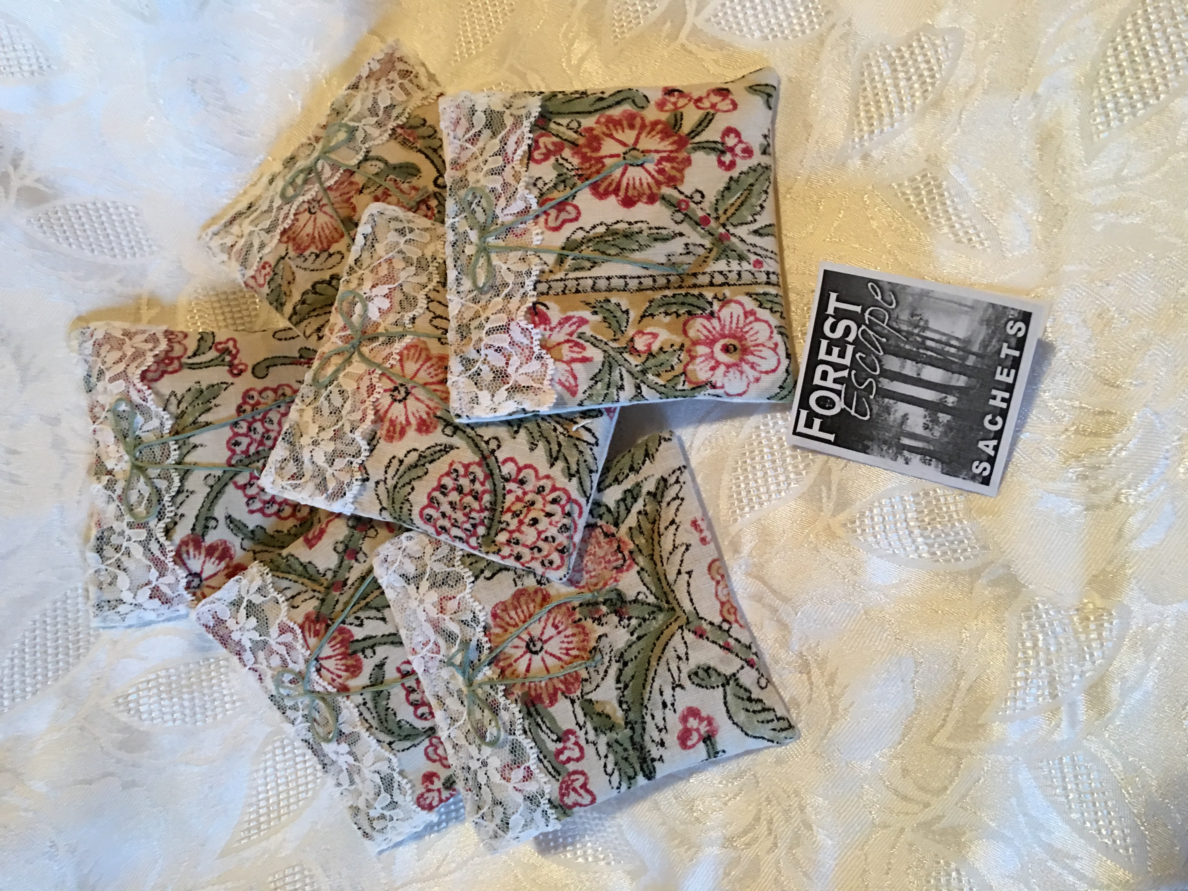 RUSTIC LACE Sachets in a Weathered Box, Set of 6 Drawer Sachets, Wonderful Invigorating Pine Cedar Fragrance