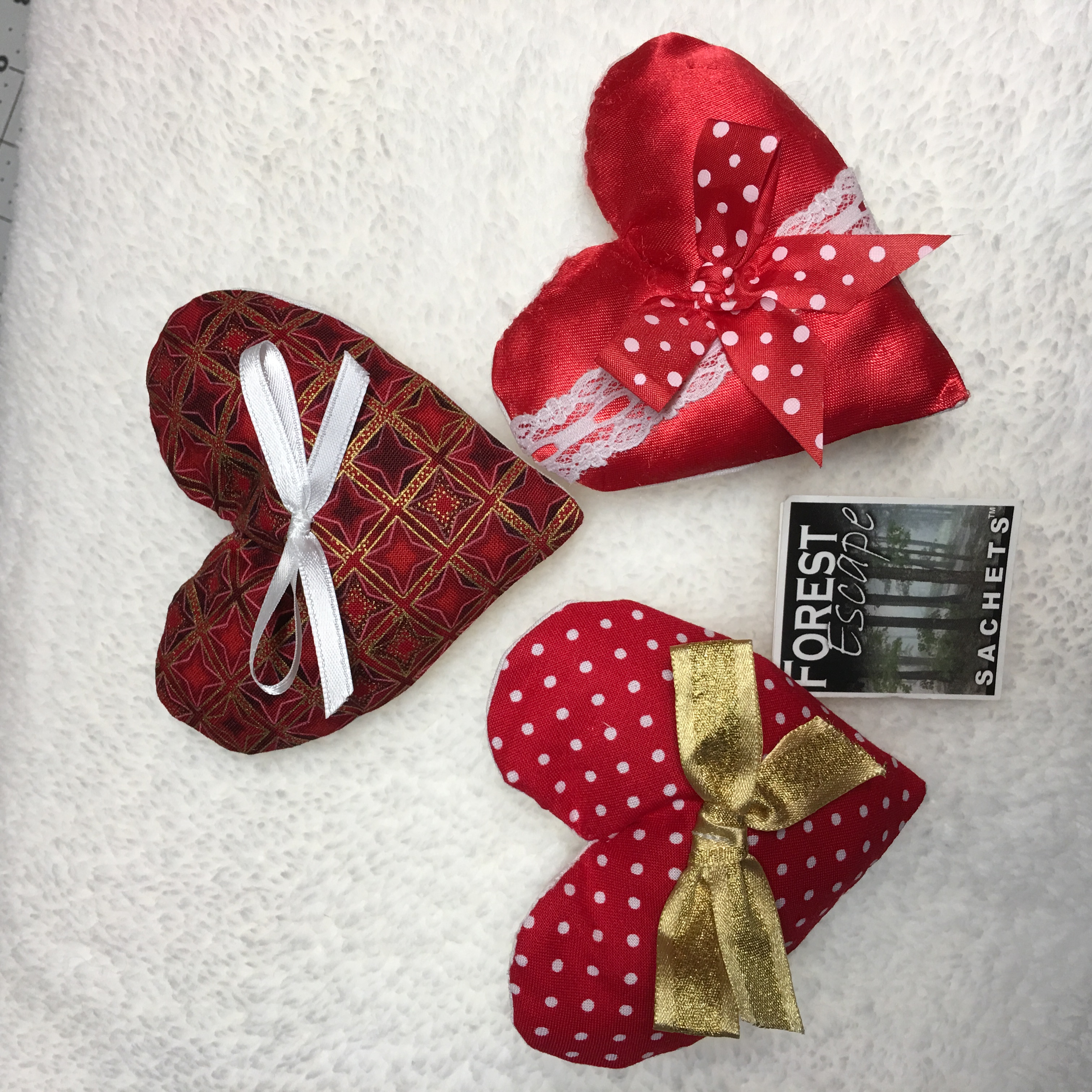 BLACK AMETHYST 3 Heart Sachets in a gift box, gift for wife, gift for friend, gift for mom