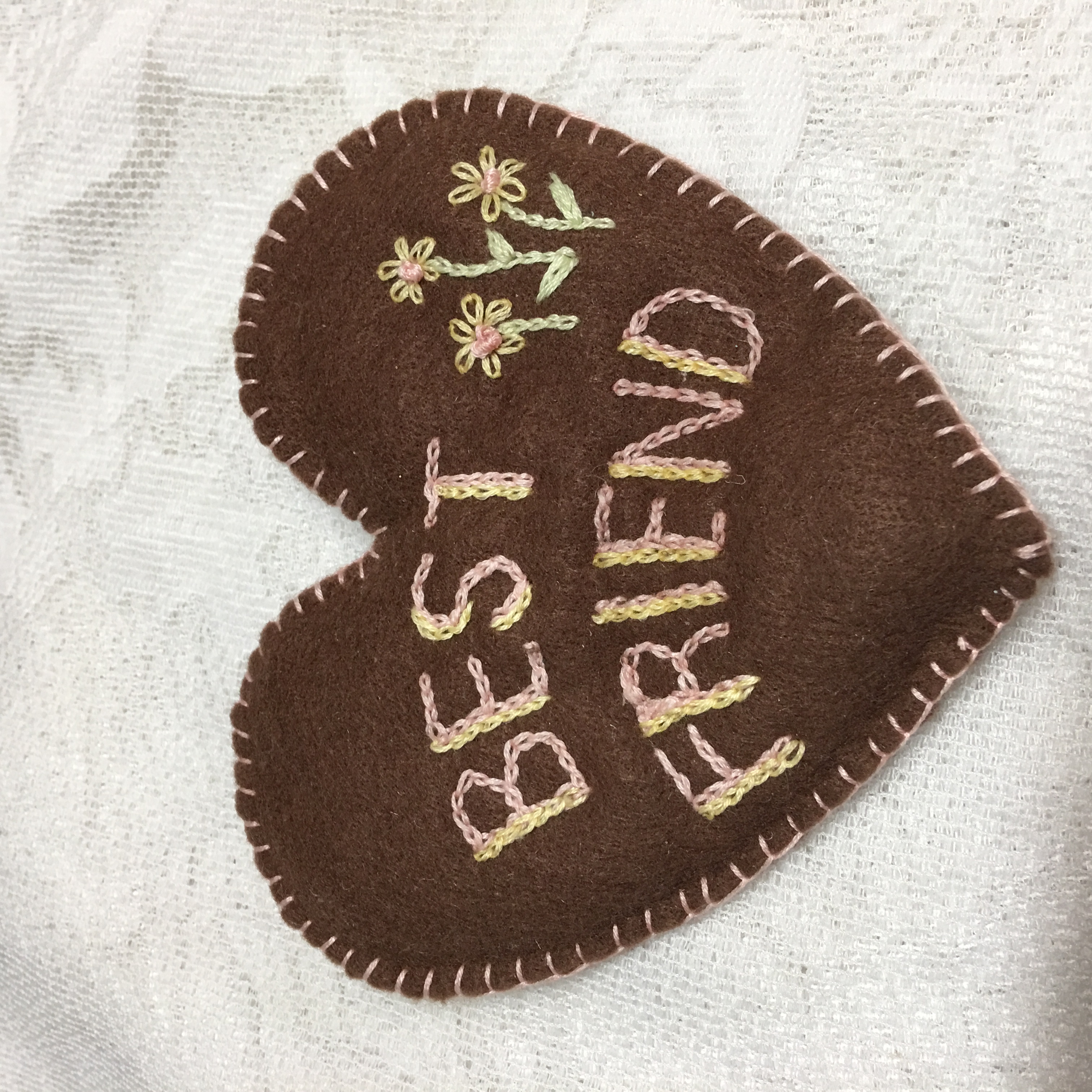Best Friend Embroidered Hearts, sachets, gift for your best friend, Sweet Pea Fragrance