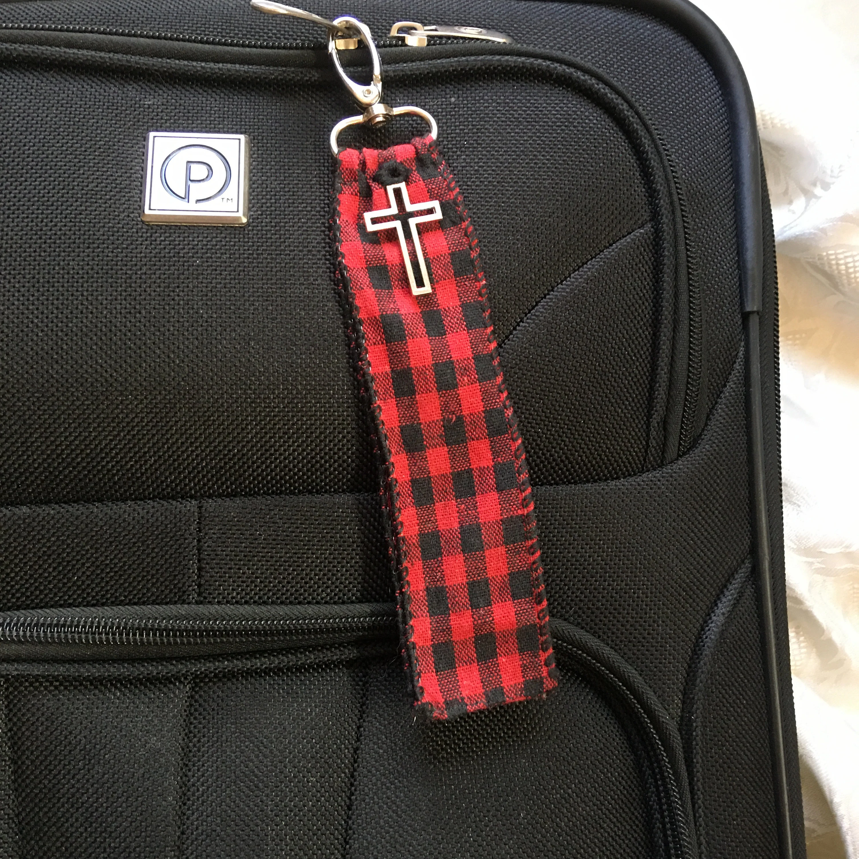 Christian LUGGAGE TAG, unique identifier, easy to find suitcase at airport, clips on luggage, Christmas travel, free shipping!