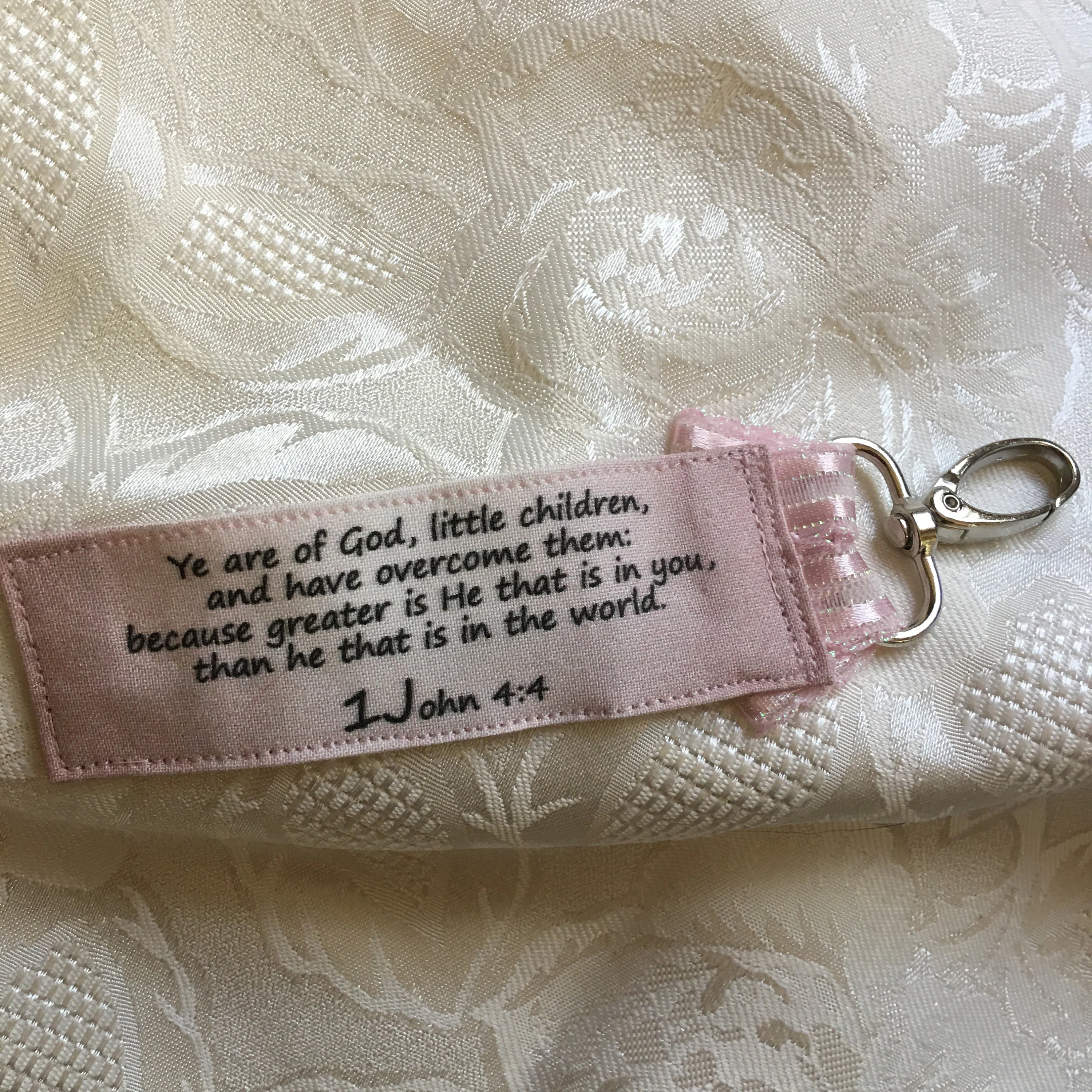 Greater is He, LUGGAGE TAG, unique identifier Christian clip on suitcase, easy to find suitcase at the airport, free shipping
