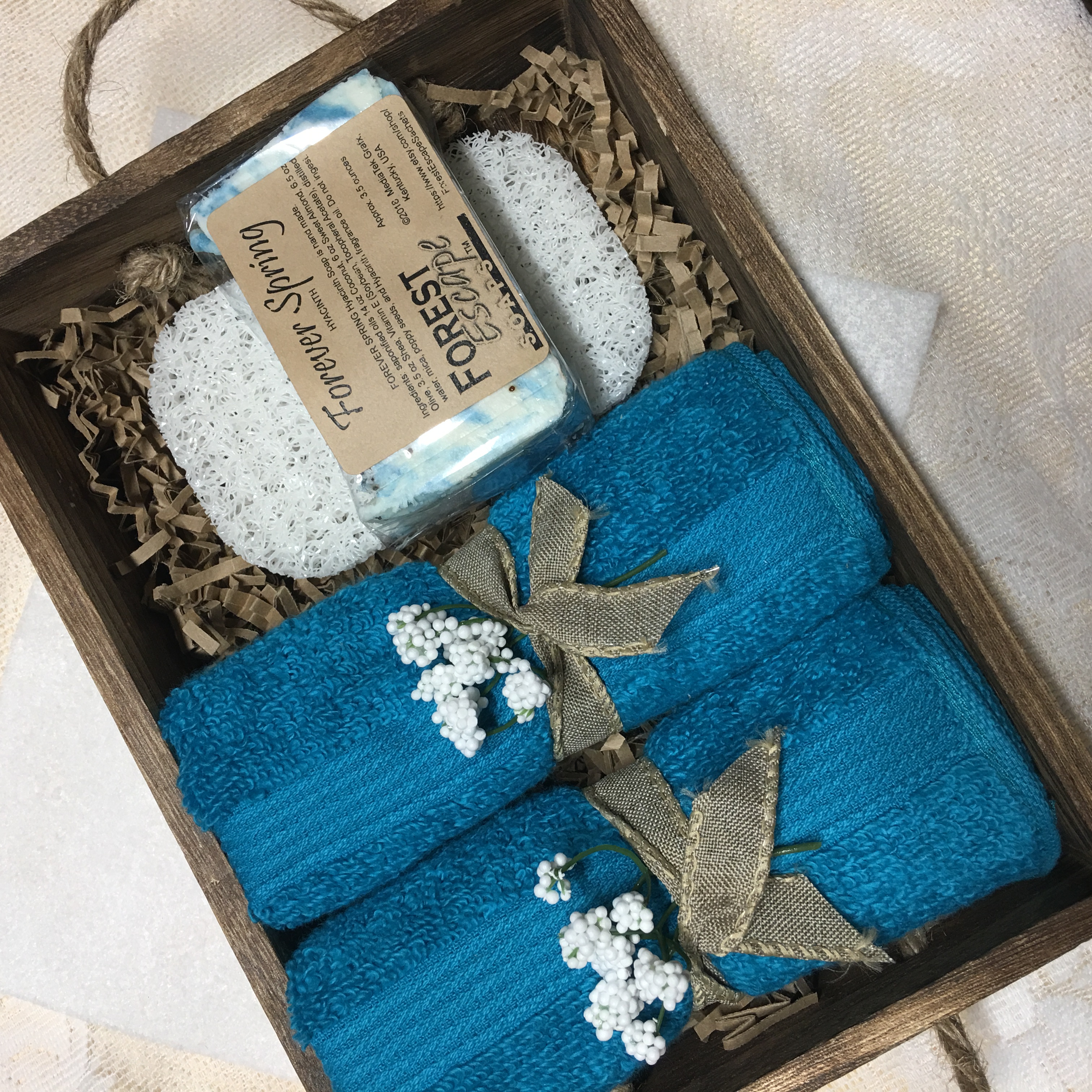 Great gift! SPRING SHOWERS gift set in barnwood style tray, Forever Spring Hyacinth soap hand made in small batches, nice lather!