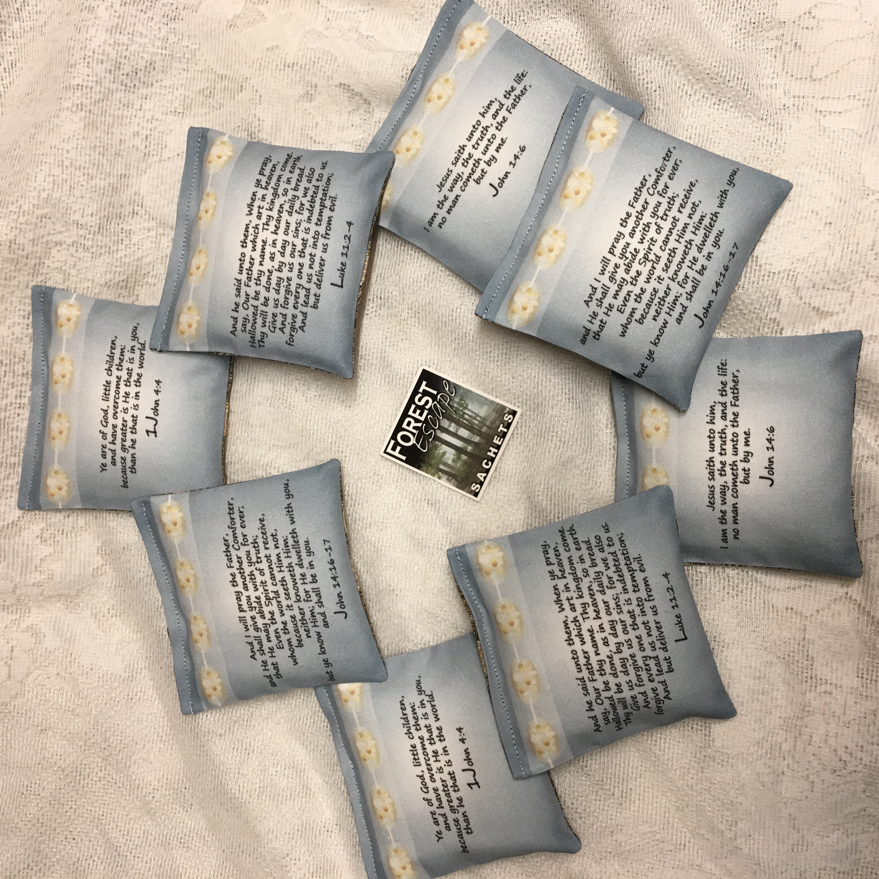 8 GROOMSMEN GIFTS, Christian Wedding Favor Sachets, Waterfall fragrance oil, drawer sachets