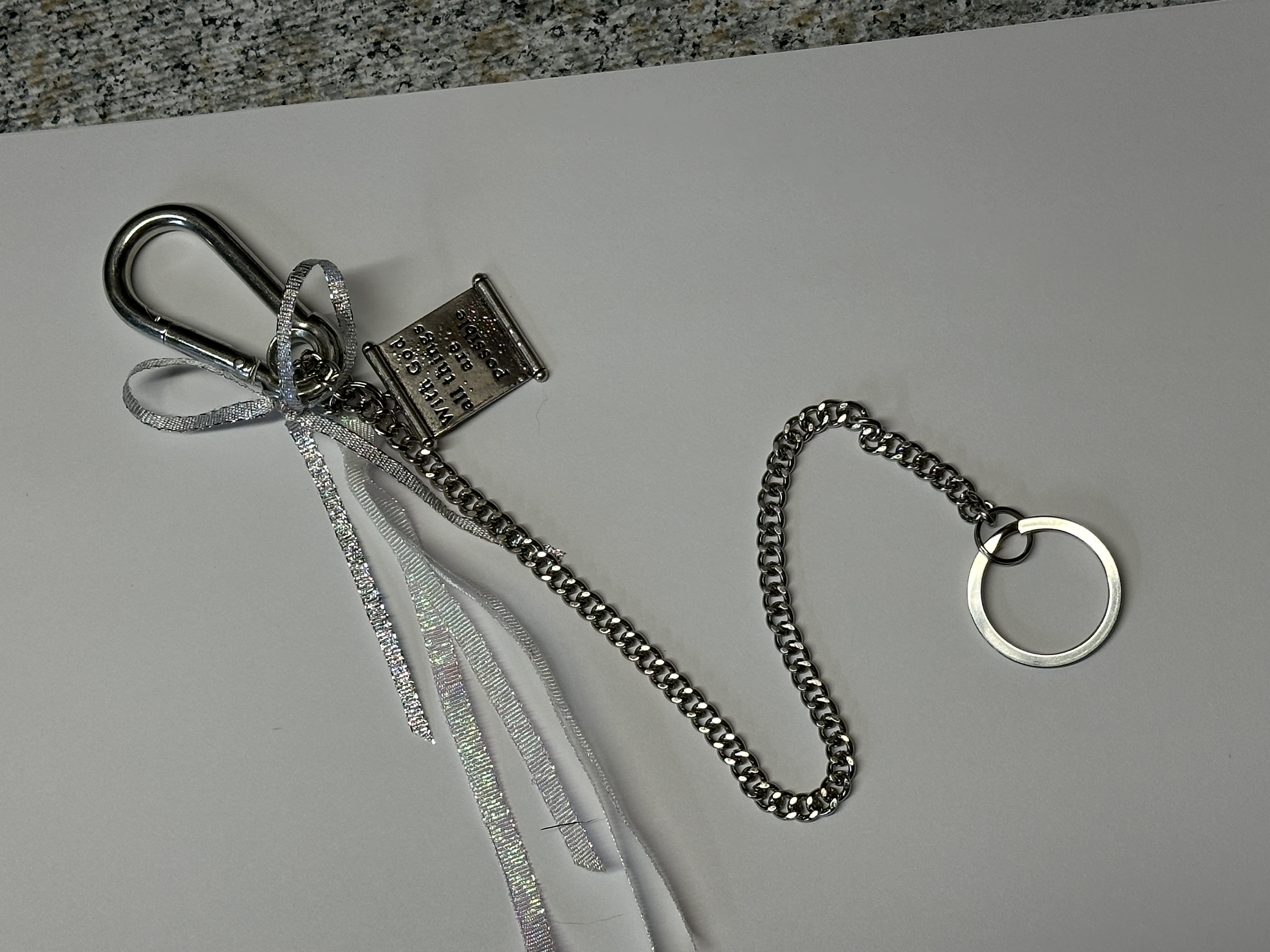 Never Lose Your Keys! Silver Sparkle! Purse Chain, Handbag Chain, Christian Keychain, Christian Gift for a Friend, 12" Chain Clips to Purse