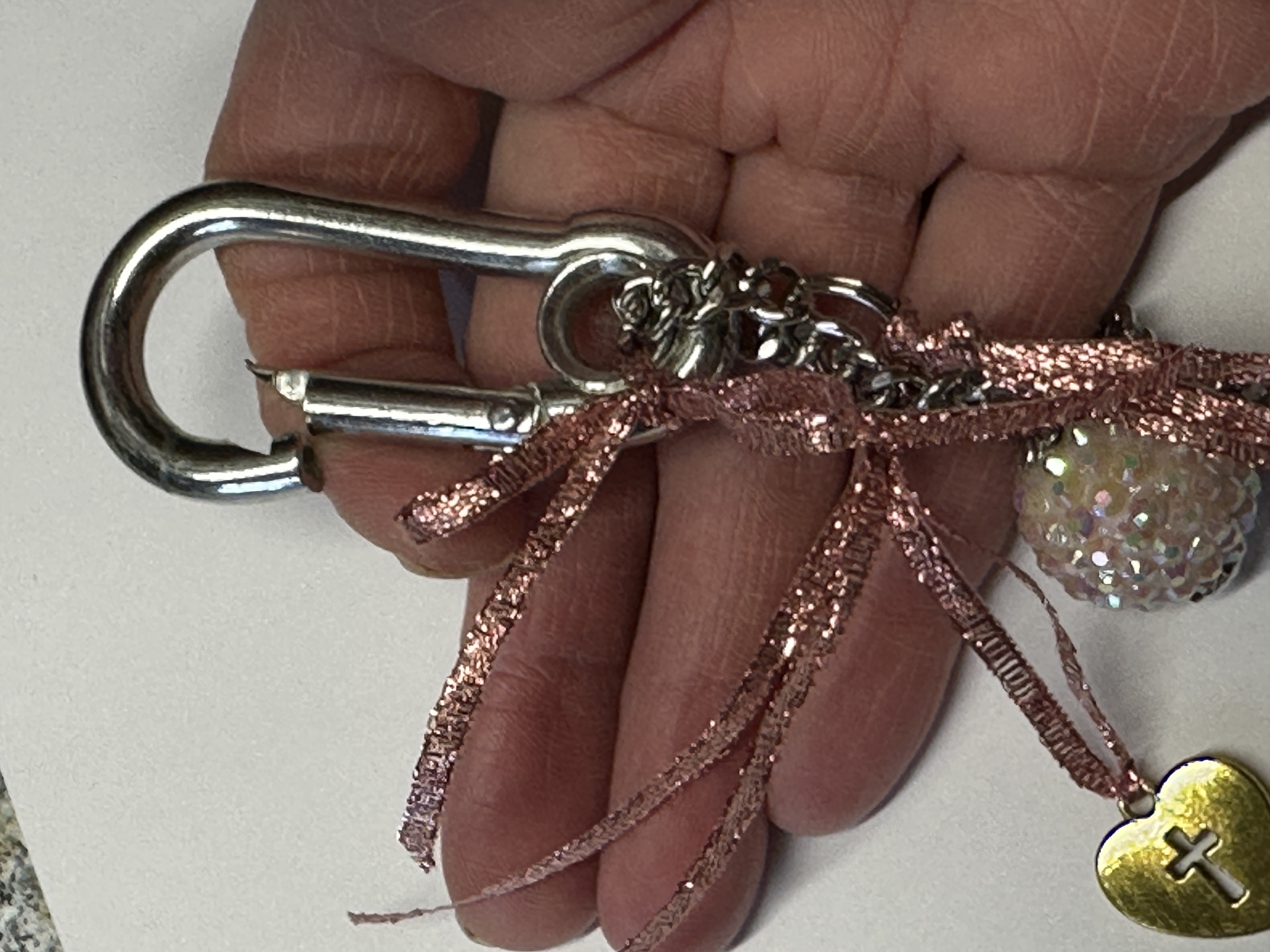 Never Lose Your Keys! Copper Sparkle! Purse Chain, Handbag Chain, Christian Keychain, Christian Gift for a Friend, 12" Chain Clips to Purse