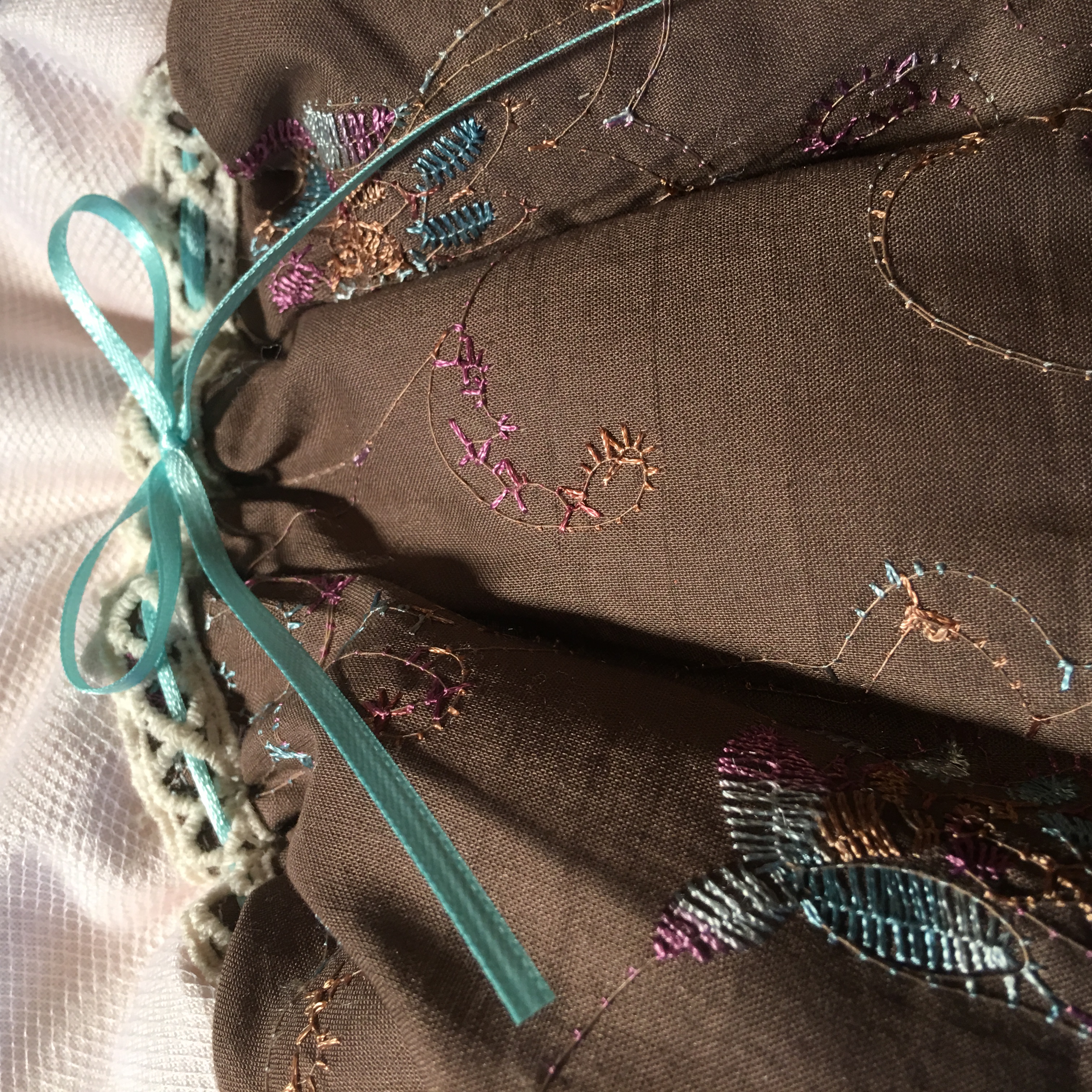 Lavender Vanilla room fragrance EMBROIDERY BAG Hanging Sachet, 11" wide, lavender sachet scent