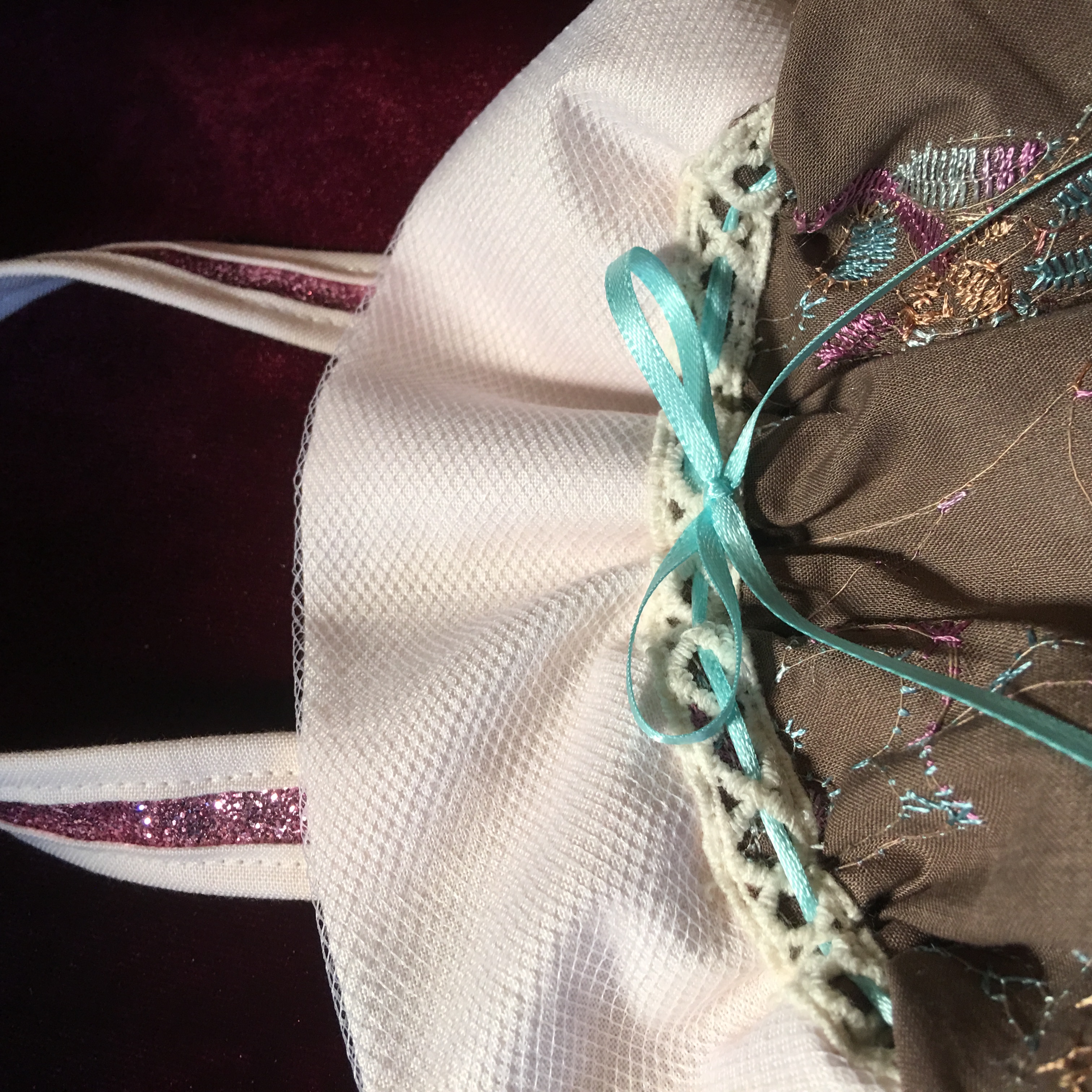 Lavender Vanilla room fragrance EMBROIDERY BAG Hanging Sachet, 11" wide, lavender sachet scent