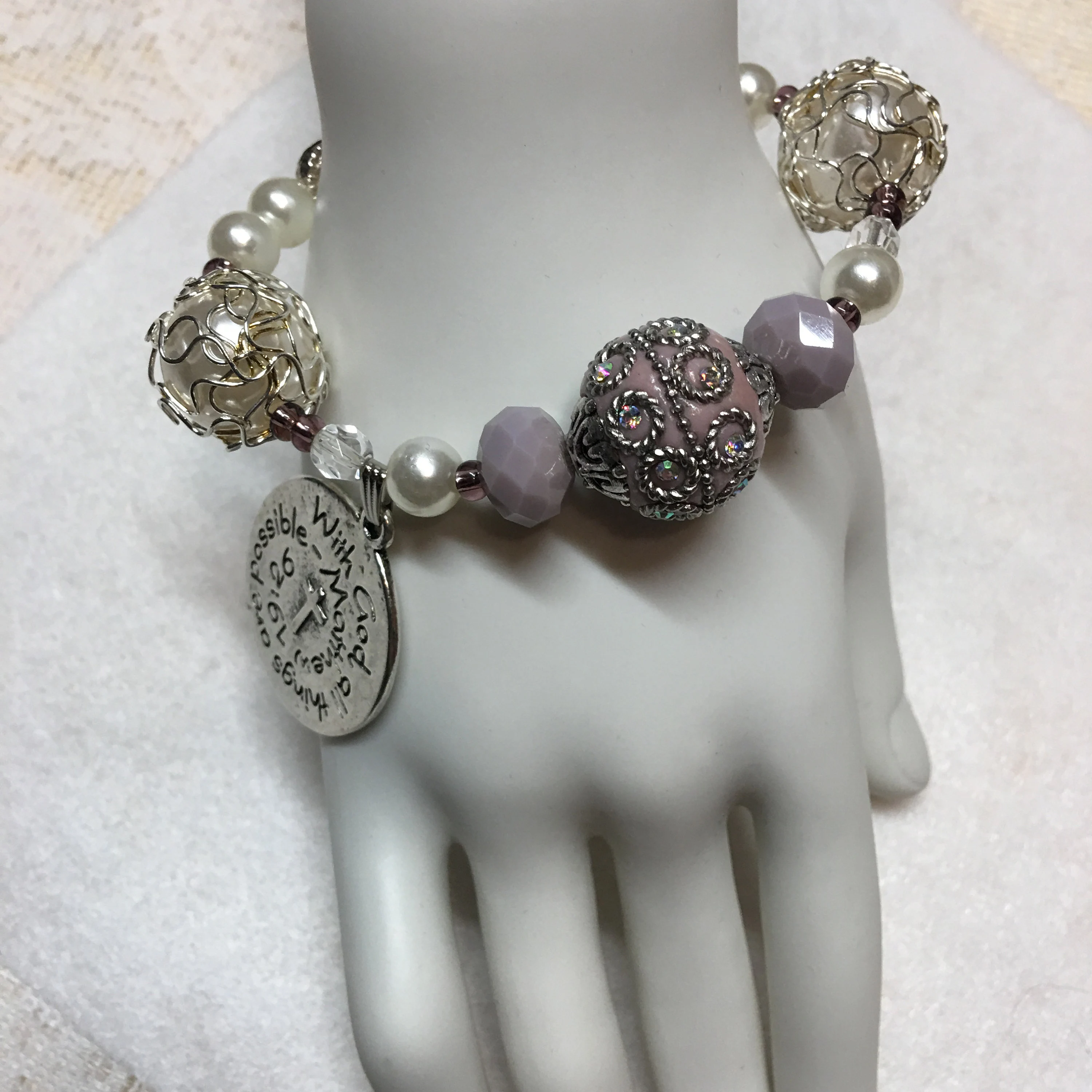 With God ALL THINGS Are Possible Bracelet, beautiful beads and Christian message, Matthew 19:26, wonderful Christian gift!
