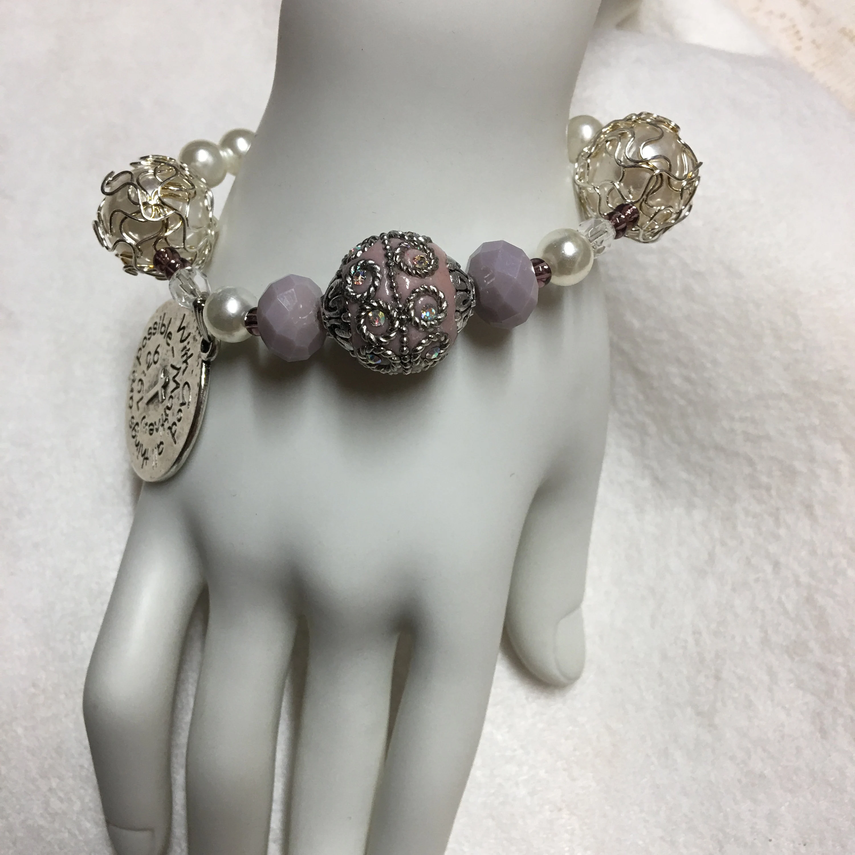 With God ALL THINGS Are Possible Bracelet, beautiful beads and Christian message, Matthew 19:26, wonderful Christian gift!