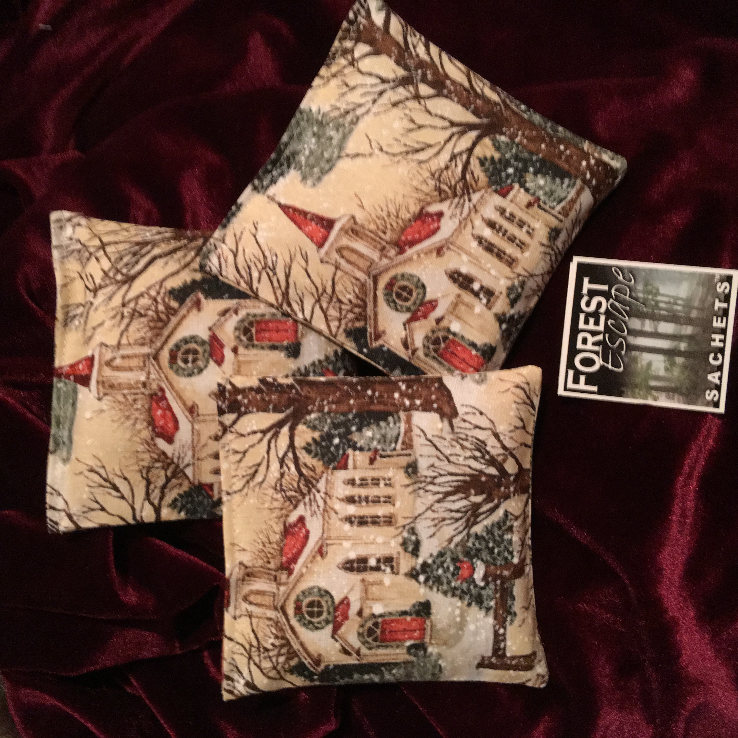 Candy Cane fragrance! COUNTRY CHURCH Sachets, 3 drawer sachets