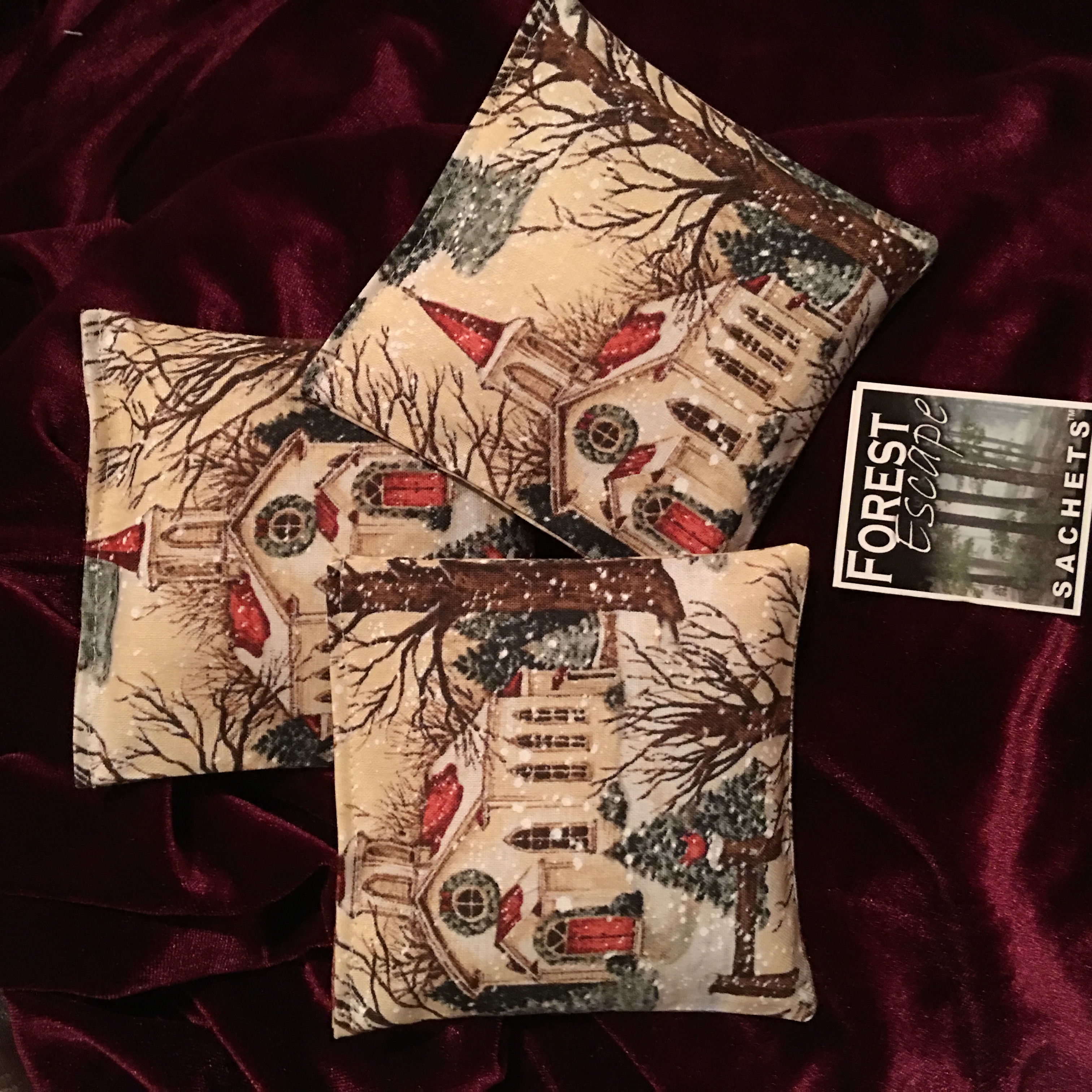 Candy Cane fragrance! COUNTRY CHURCH Sachets, 3 drawer sachets