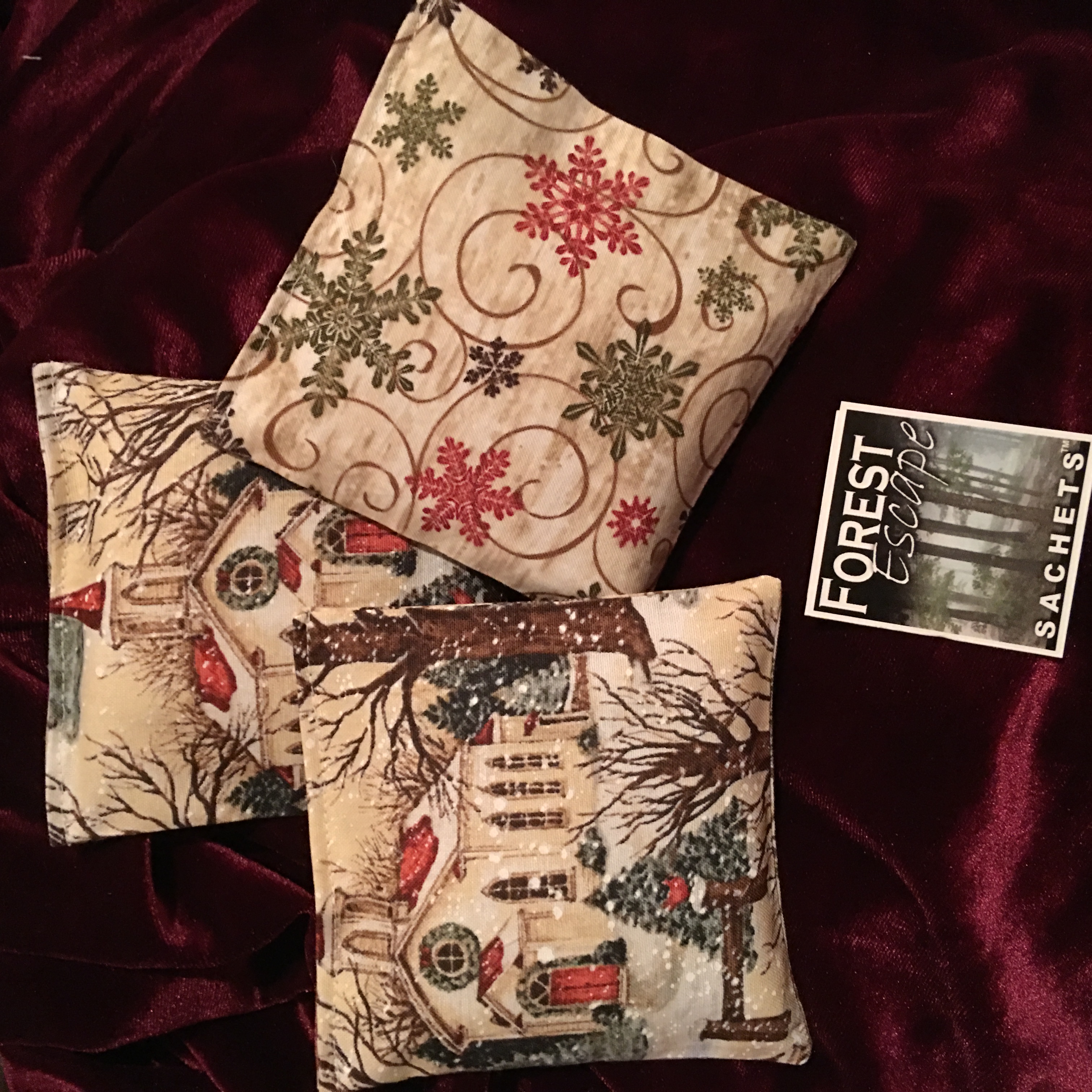 Candy Cane fragrance! COUNTRY CHURCH Sachets, 3 drawer sachets