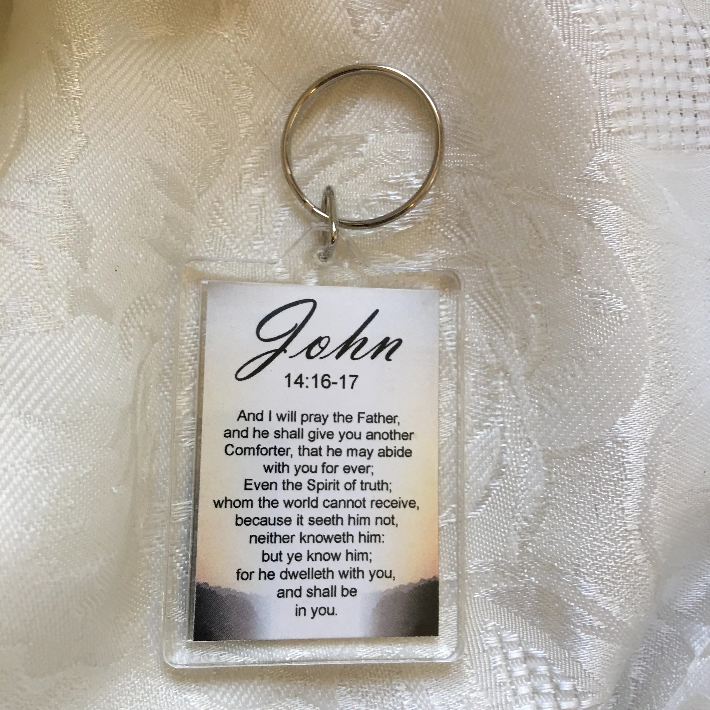 Christian Gift, Christian Keychain John 14:16-17 with key ring great gift for Christmas gift for friend