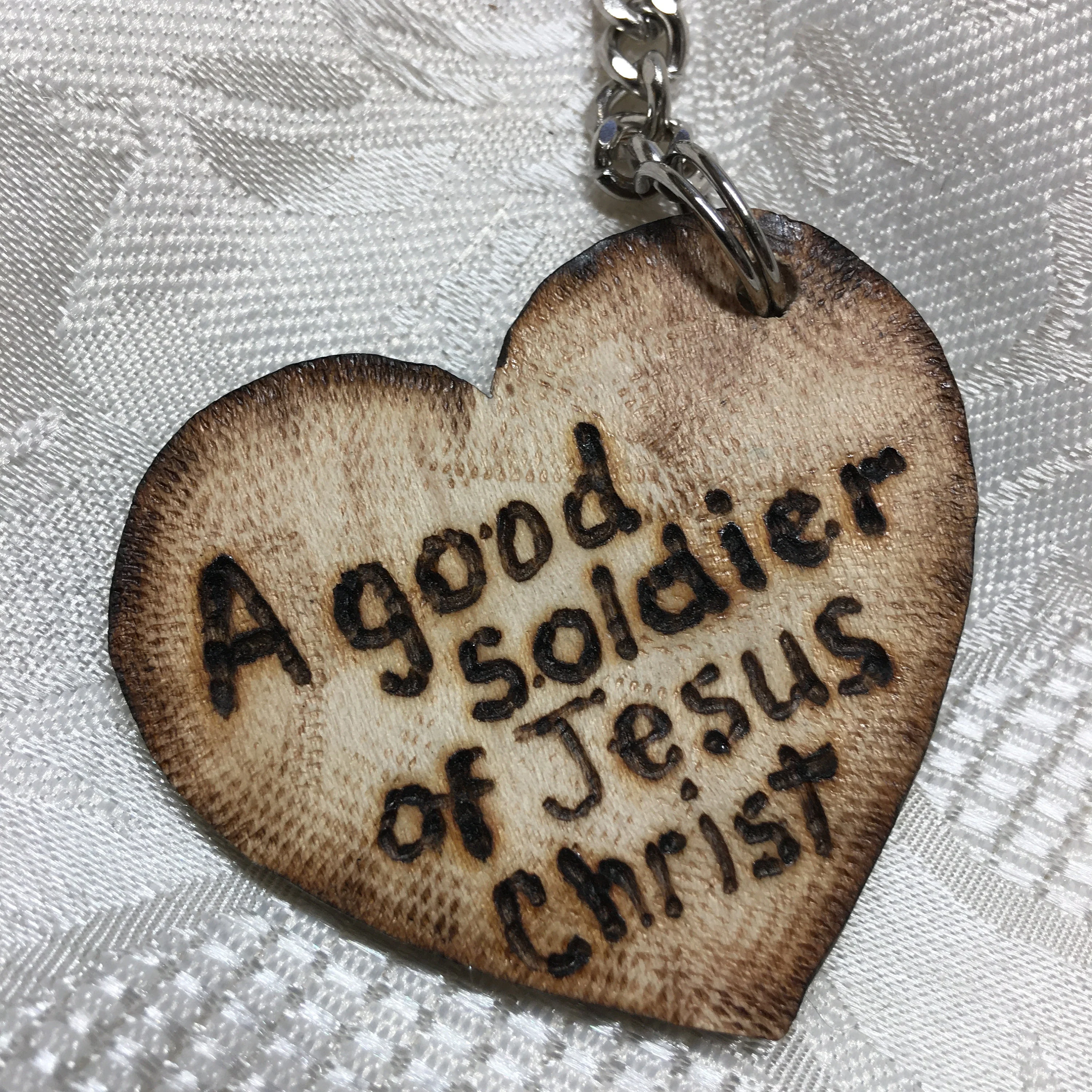 A Good Soldier of Jesus Christ Christian Keychain, great gift for Christmas, gift for friend, 2 Timothy 2:3 Scripture