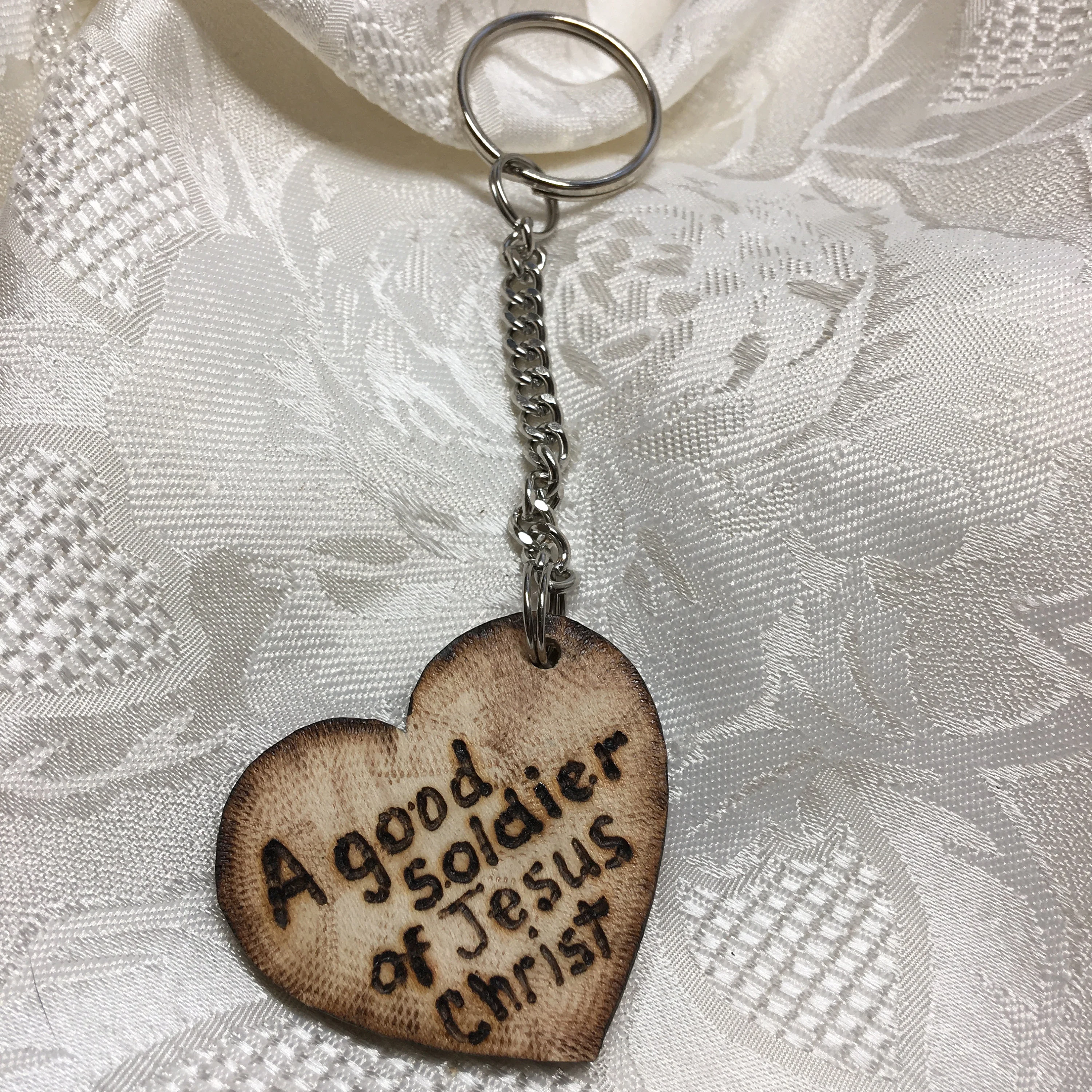 A Good Soldier of Jesus Christ Christian Keychain, great gift for Christmas, gift for friend, 2 Timothy 2:3 Scripture