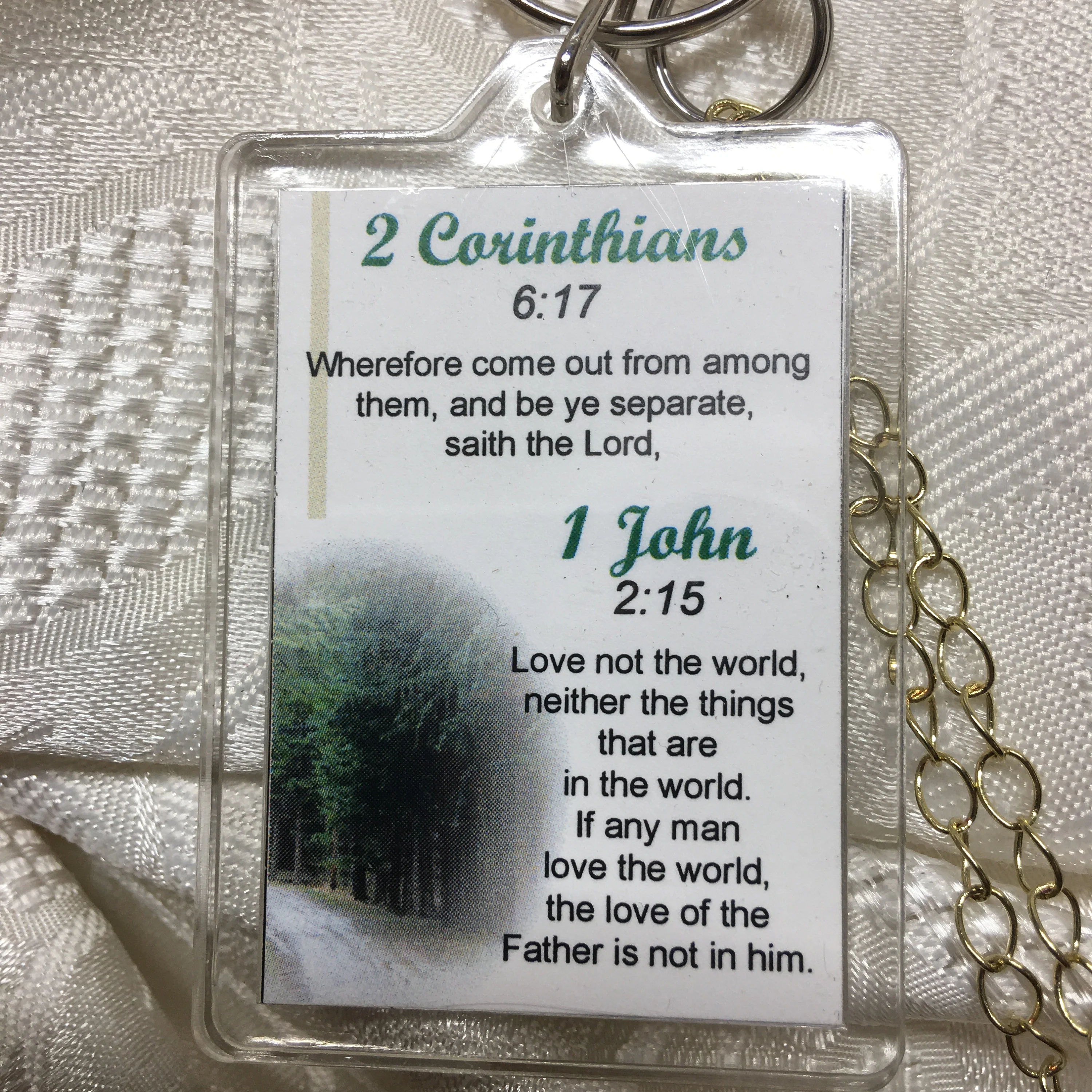 Christian Keychain Be Ye Separate with key ring, heart cross charm, beads, chain, great gift for Christmas, for friend, KJVScripture