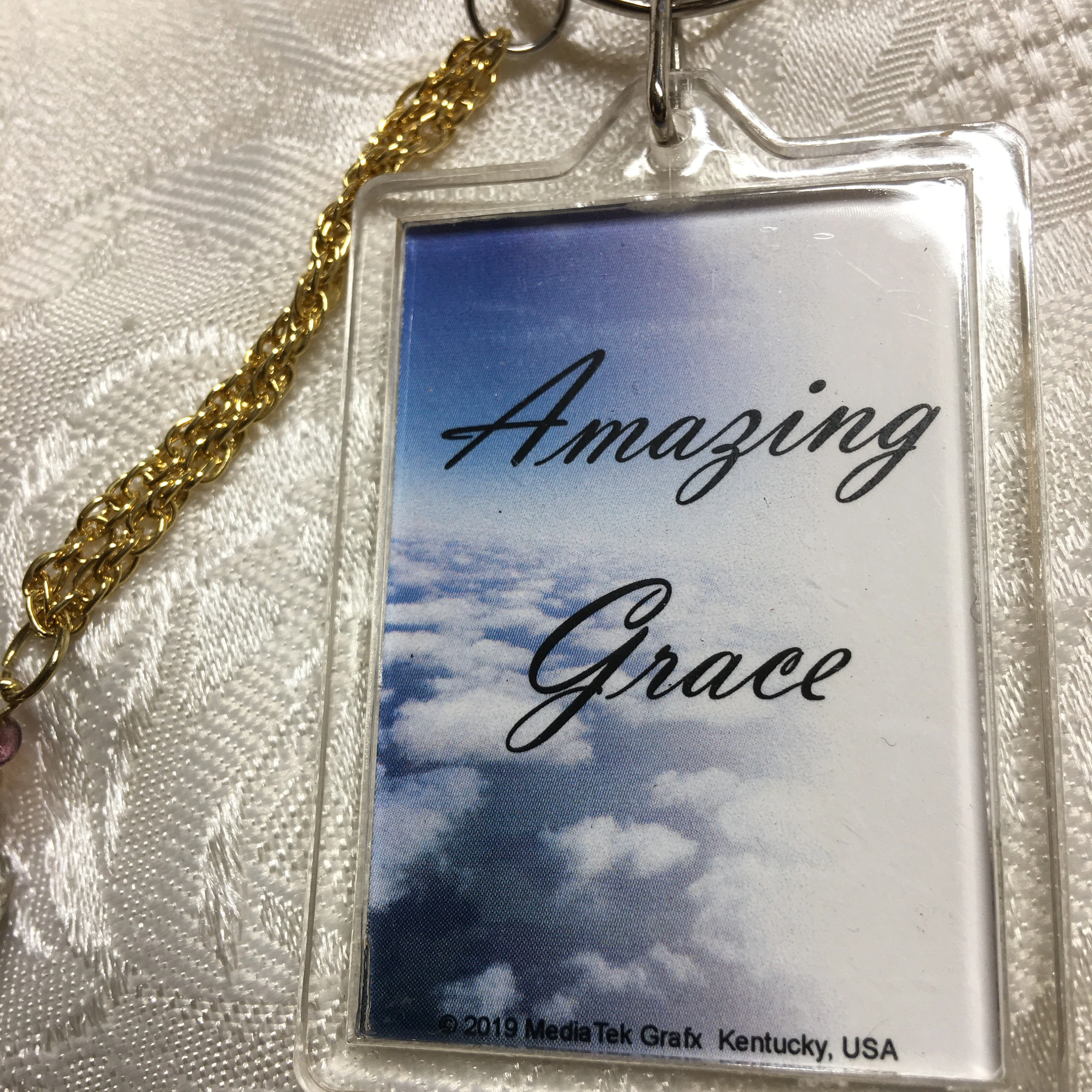 AMAZING GRACE Keychain with pretty beads, Ephesians 2:8 with key ring great gift for Christmas gift for friend, Christian Accessory