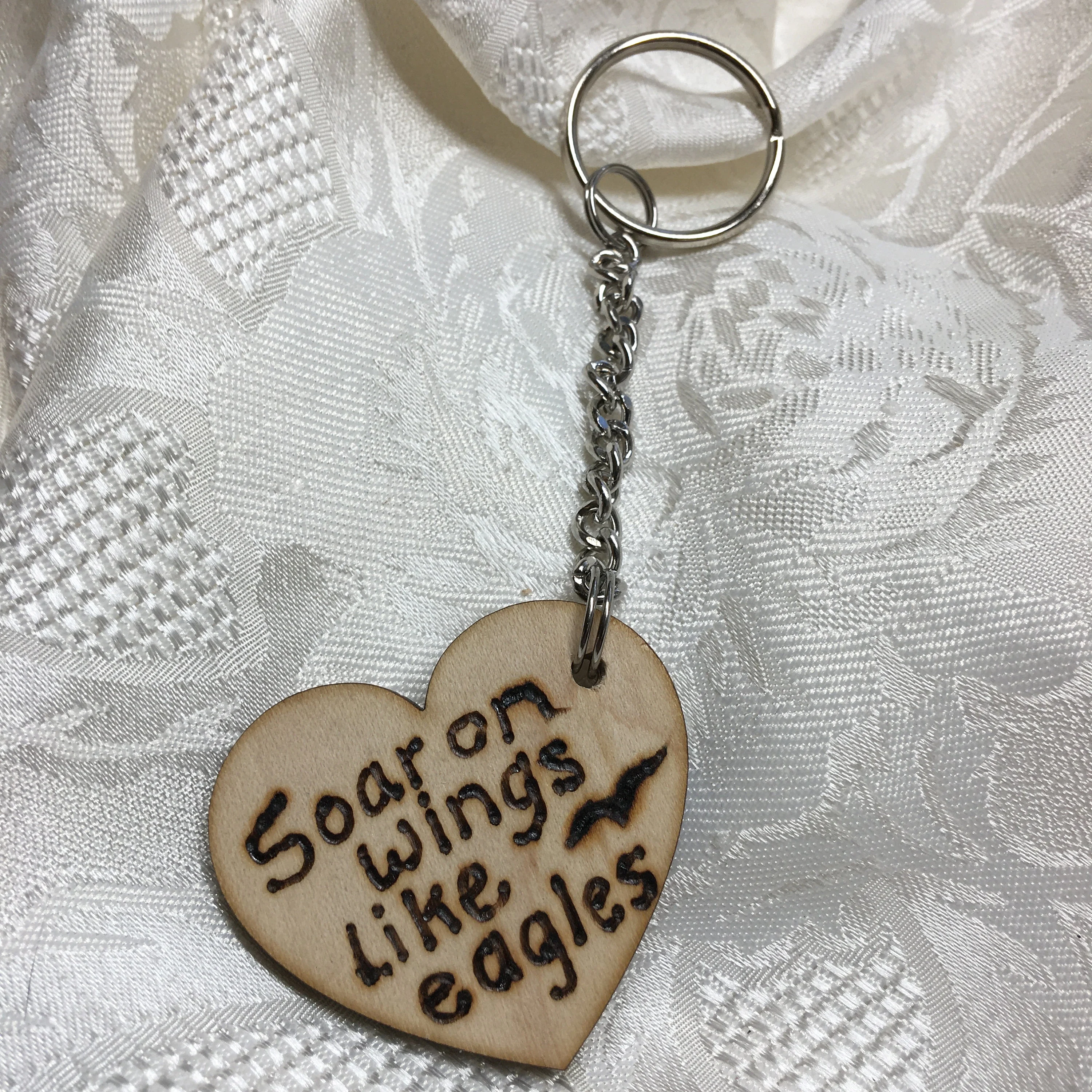 Soar on Wings Like Eagles Christian Keychain, great gift for Christmas, gift for friend, Isaiah 40:31 Scripture