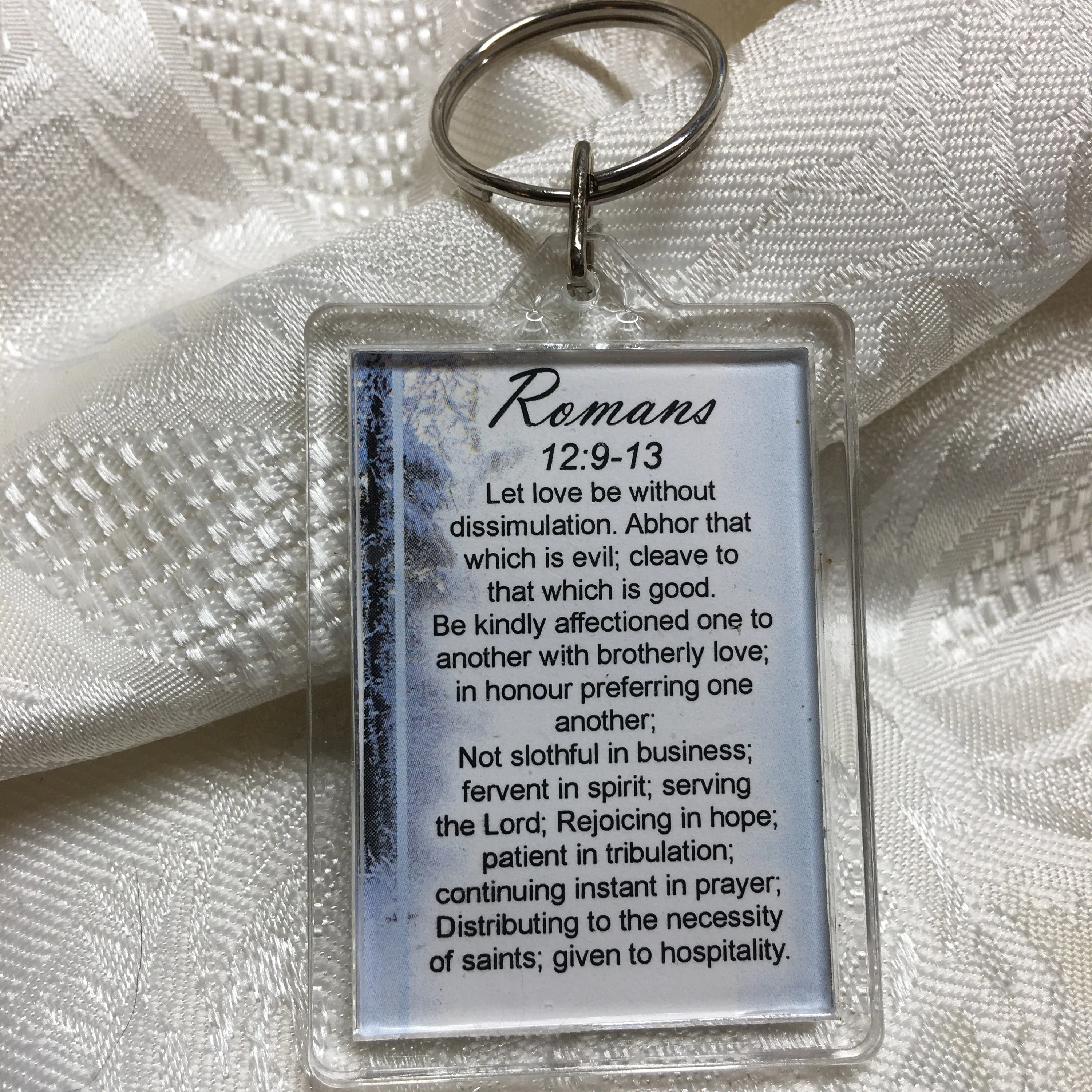 REJOICE in Hope Christian Keychain Romans 12:9-13 with key ring great gift for Christmas gift for friend, Christian Accessory