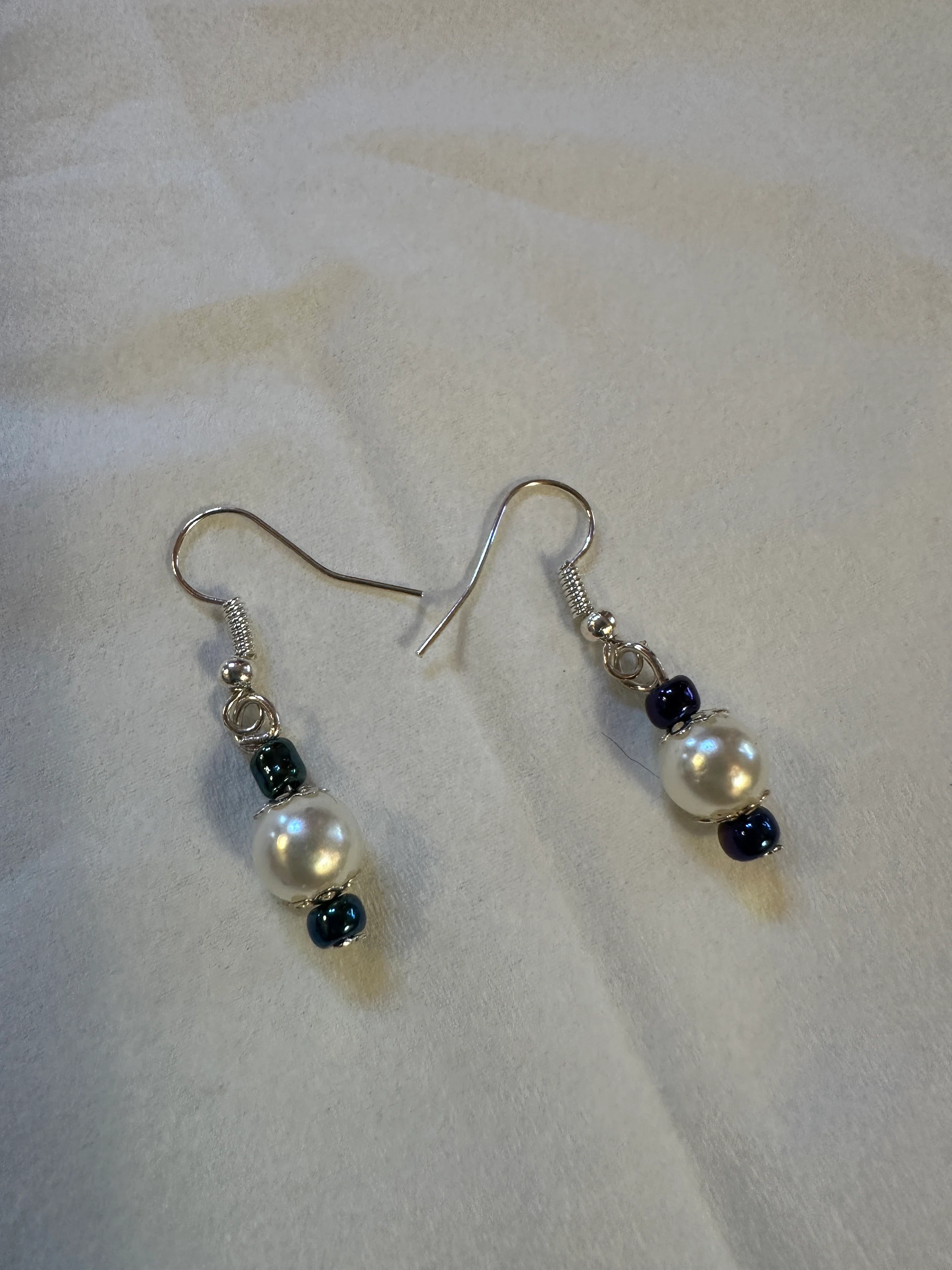 Expandable coil bracelet featuring hand crafted Christmas ornament beads, unique Christmas gift, includes matching earrings