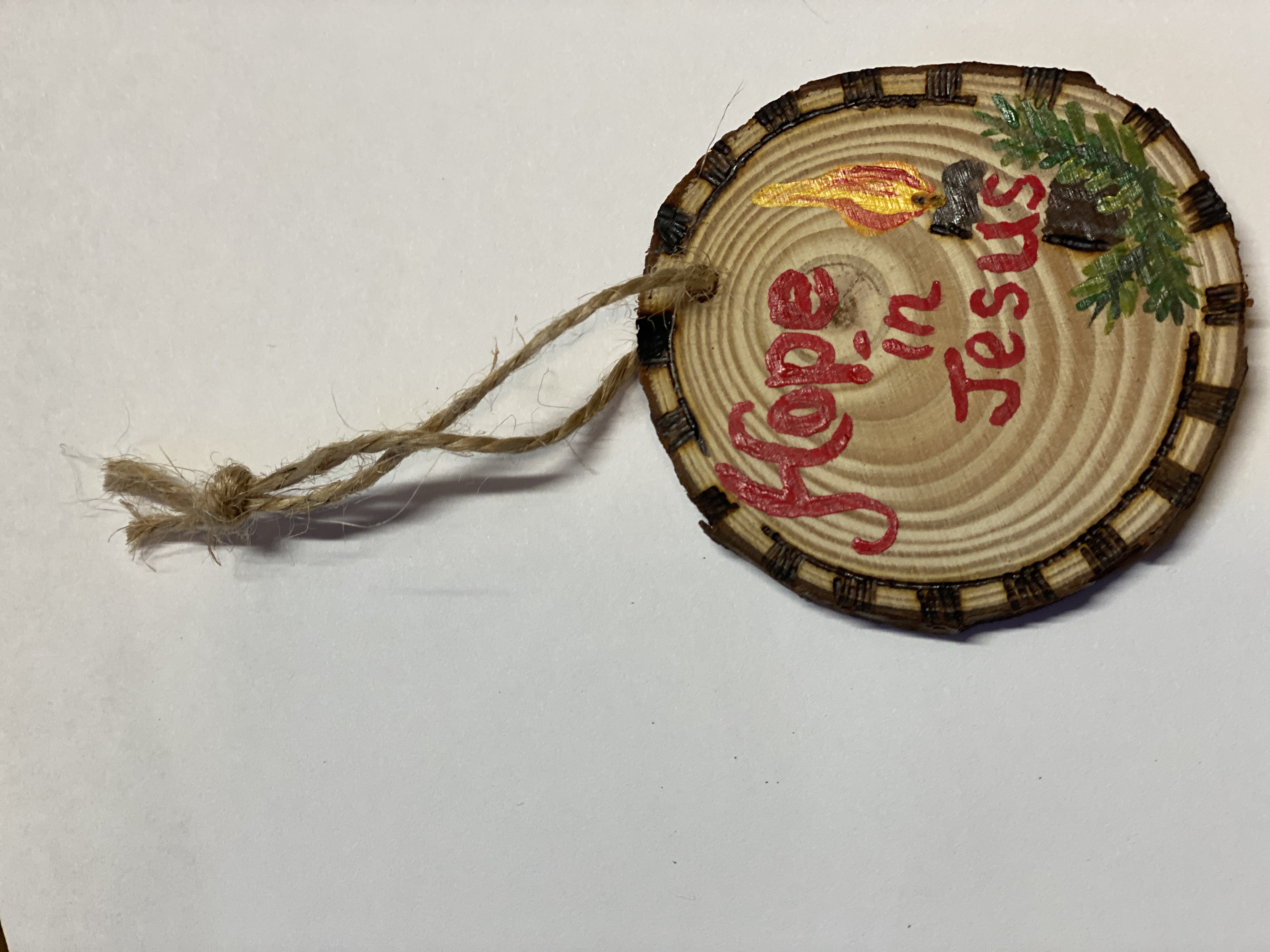 Hope in Jesus Christian Ornament Hand Painted    