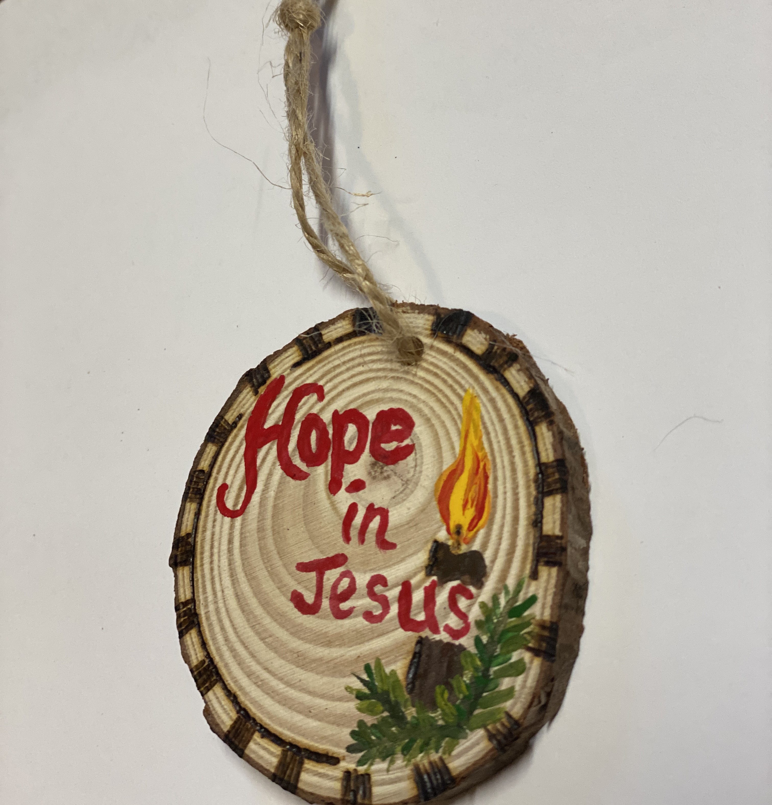 Hope in Jesus Christian Ornament Hand Painted    