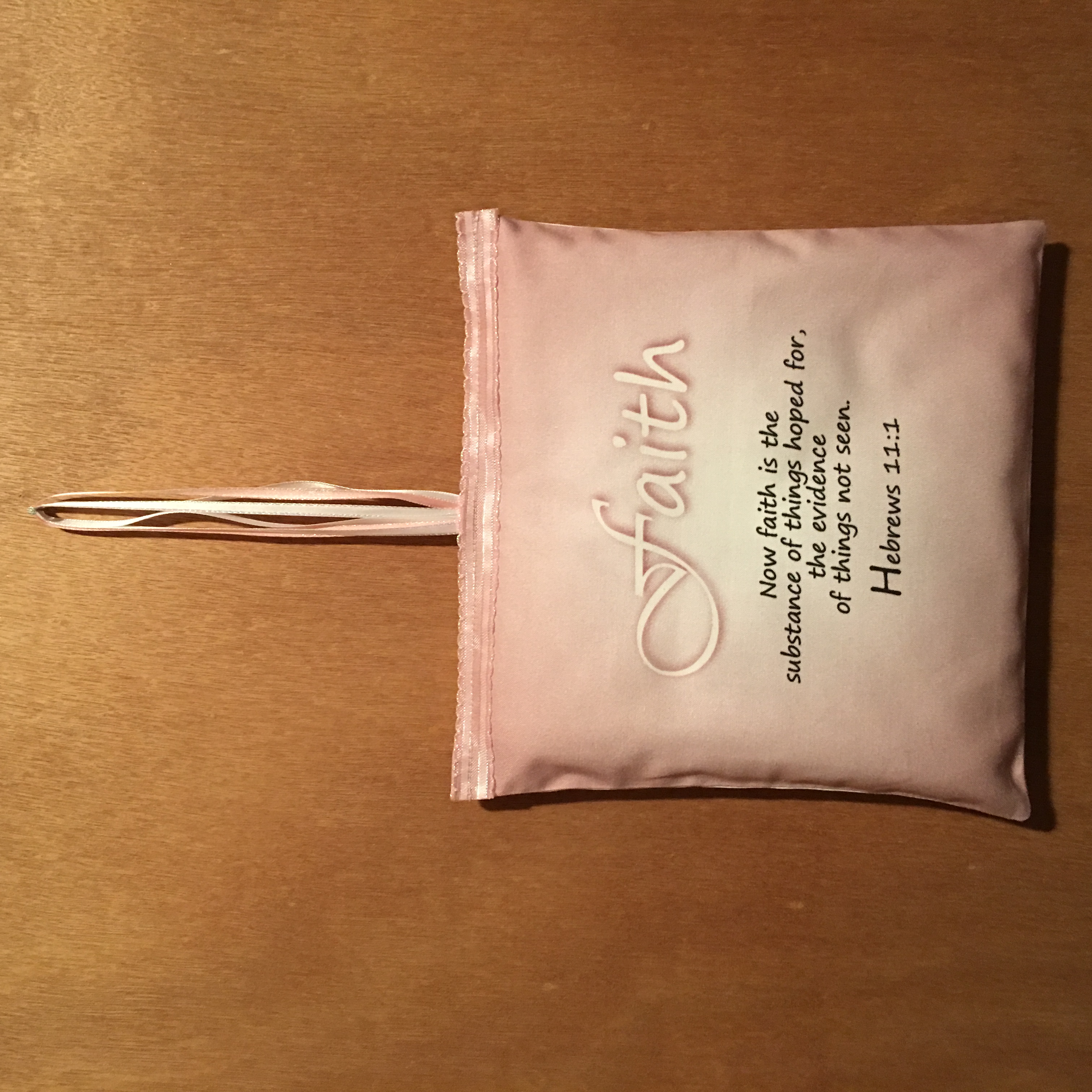 FAITH HEBREWS 11:1 WALL HANGING SACHET, WITH RIBBONS 