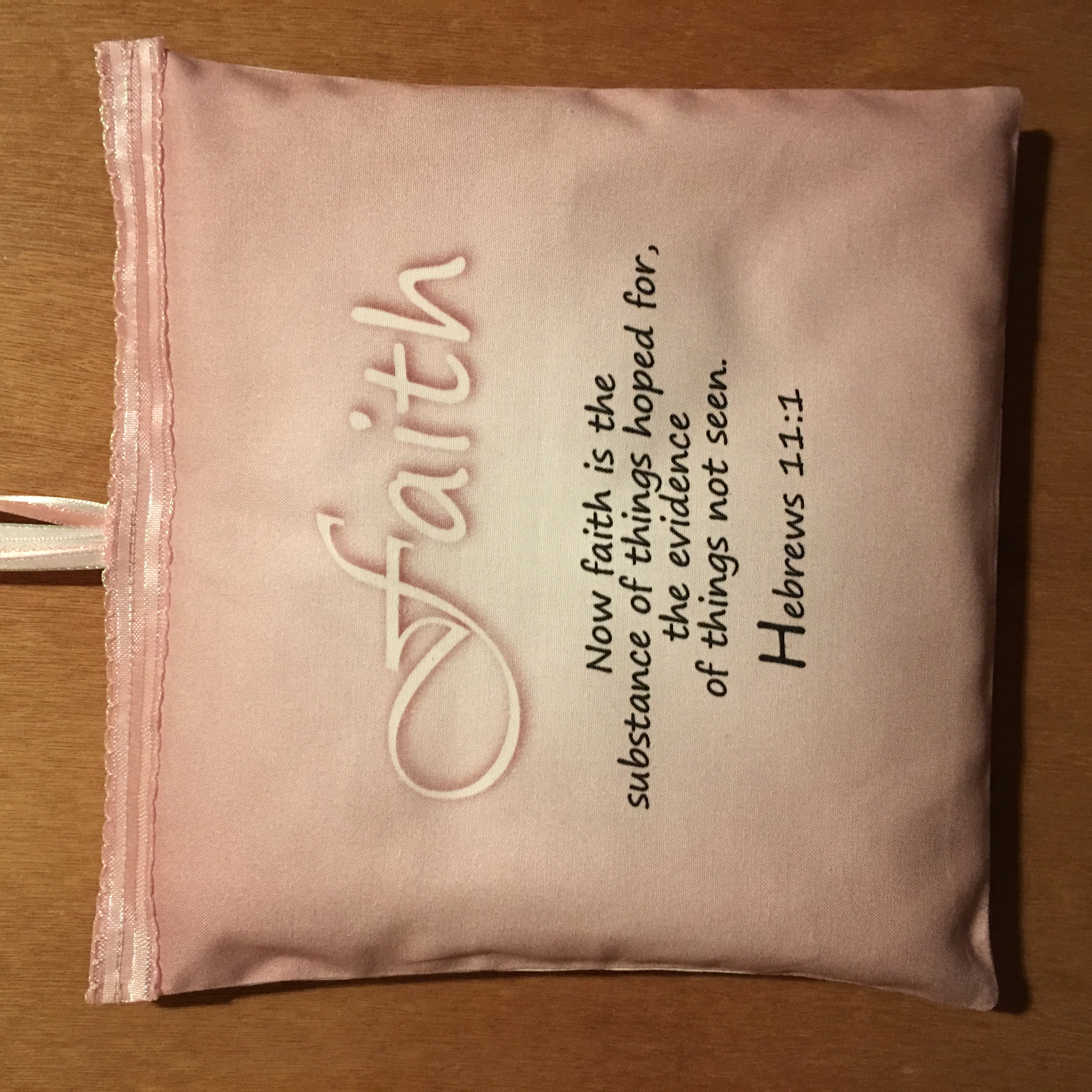 FAITH HEBREWS 11:1 WALL HANGING SACHET, WITH RIBBONS 