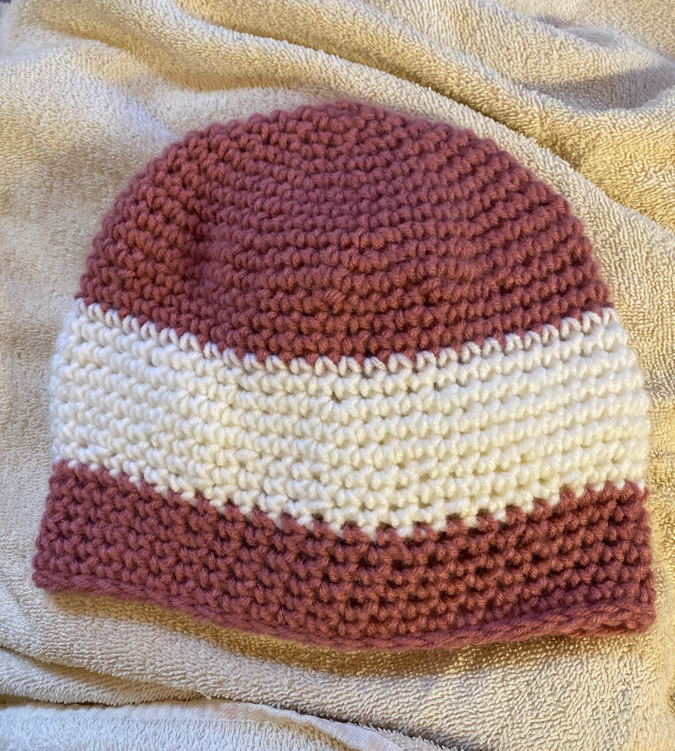 pretty and warm handmade tea rose crocheted hat and fingerless mittens with free Christian gift tag