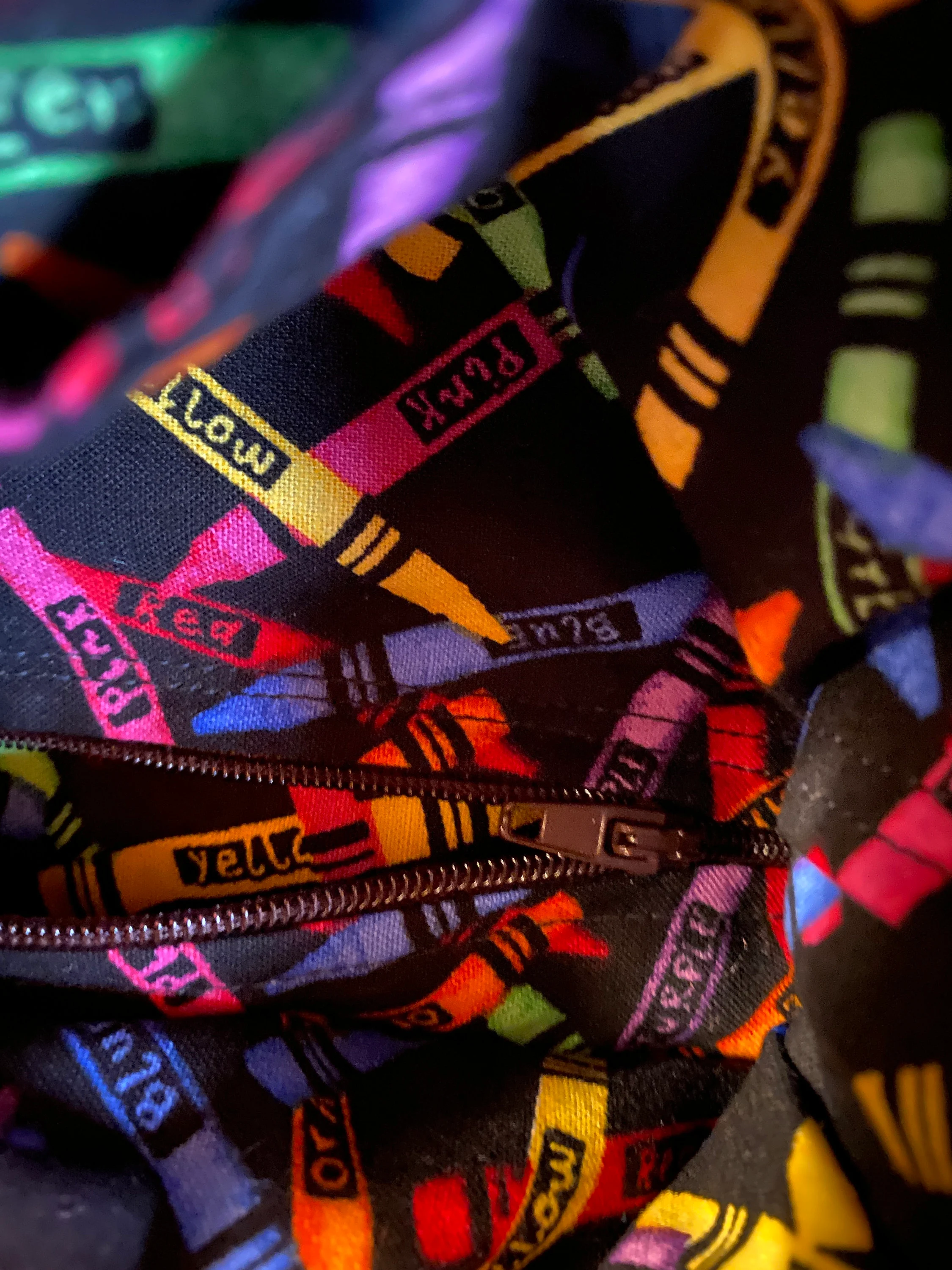 handmade bright color crocheted purse, crayon theme lined crochet handbag